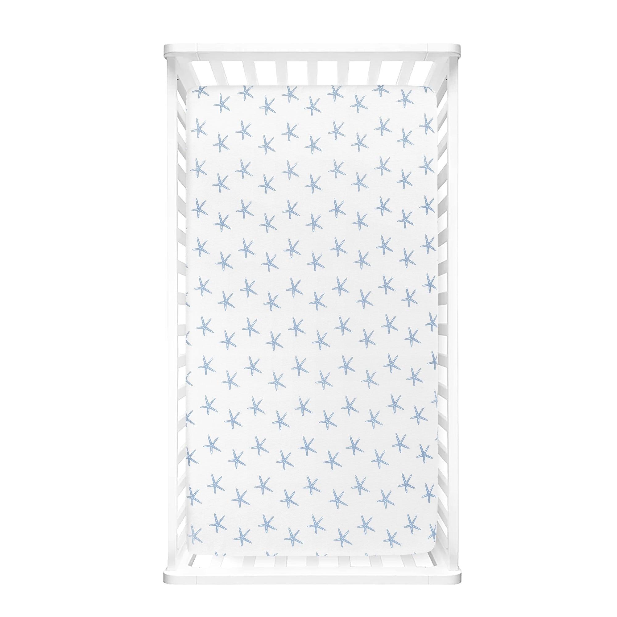 Seaside Starfish Organic Cotton Fitted Crib Sheet 2 Pack Set