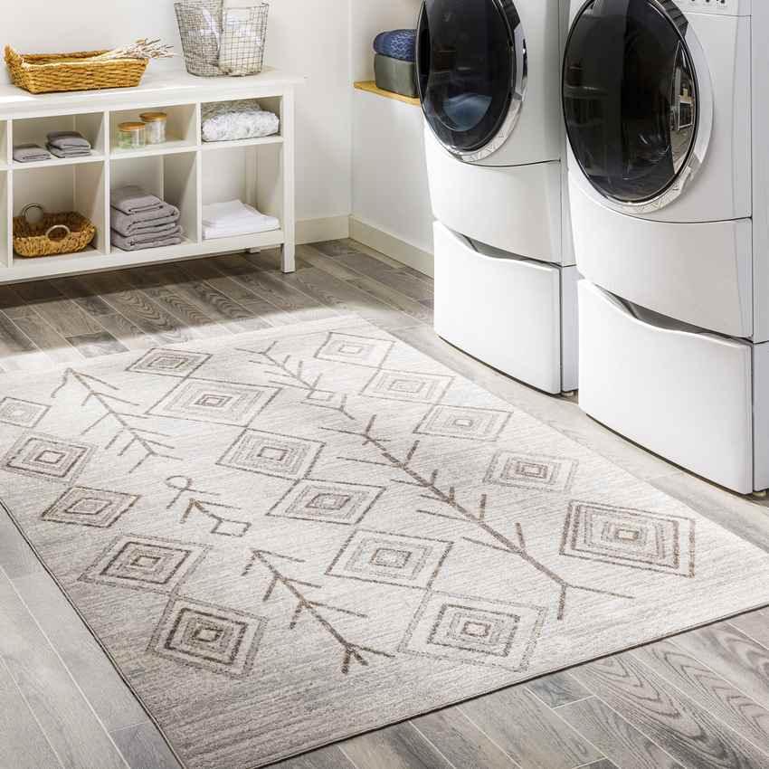 Seelyville Global Beige Washable Area Rug