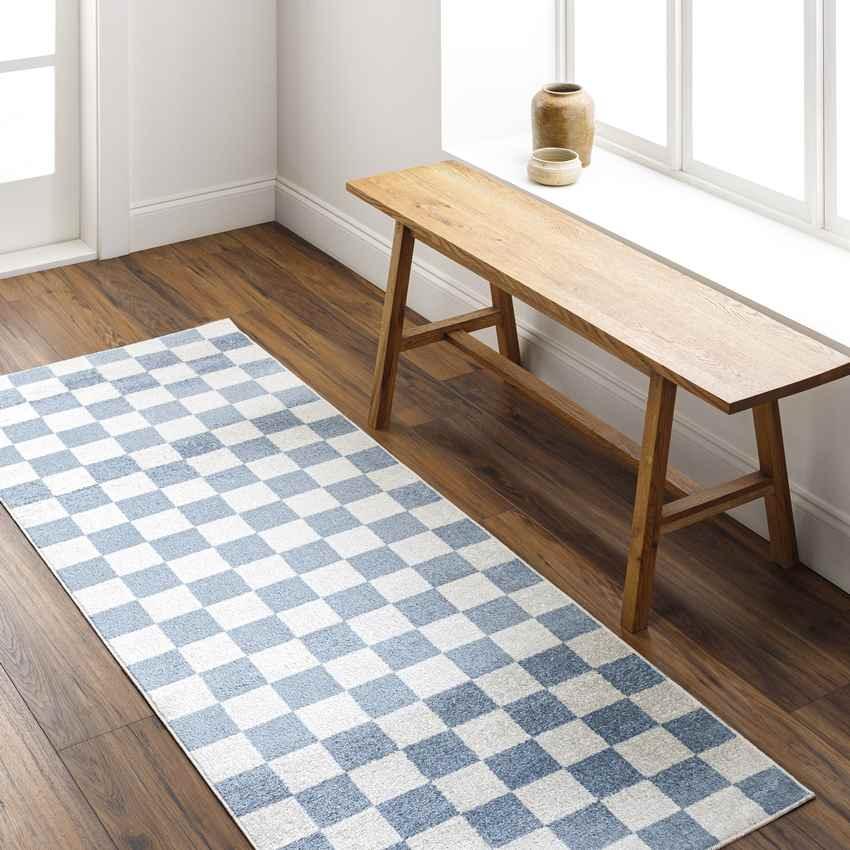 Shaquina Modern Pale Blue Washable Area Rug