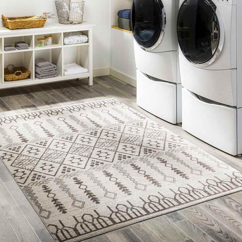 Sharpsville Cottage Beige Washable Area Rug