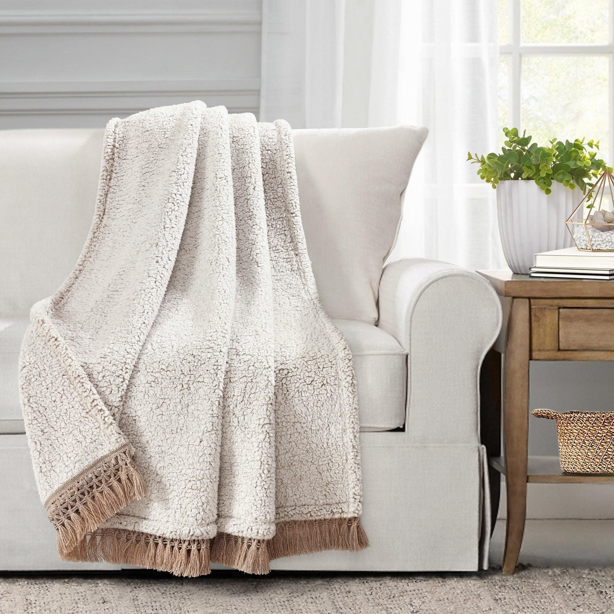 Sherpa Tassel Fringe Throw