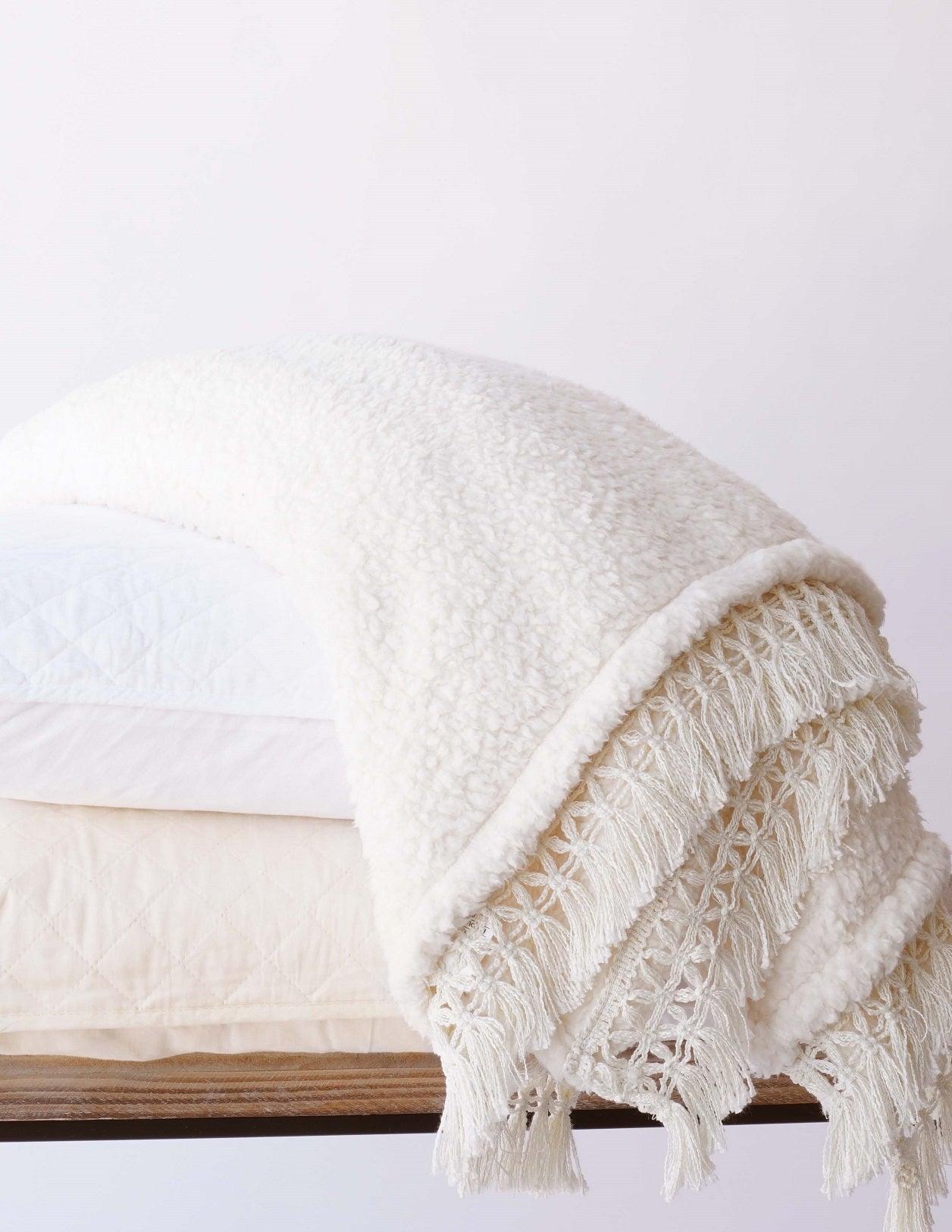 Sherpa Tassel Fringe Throw