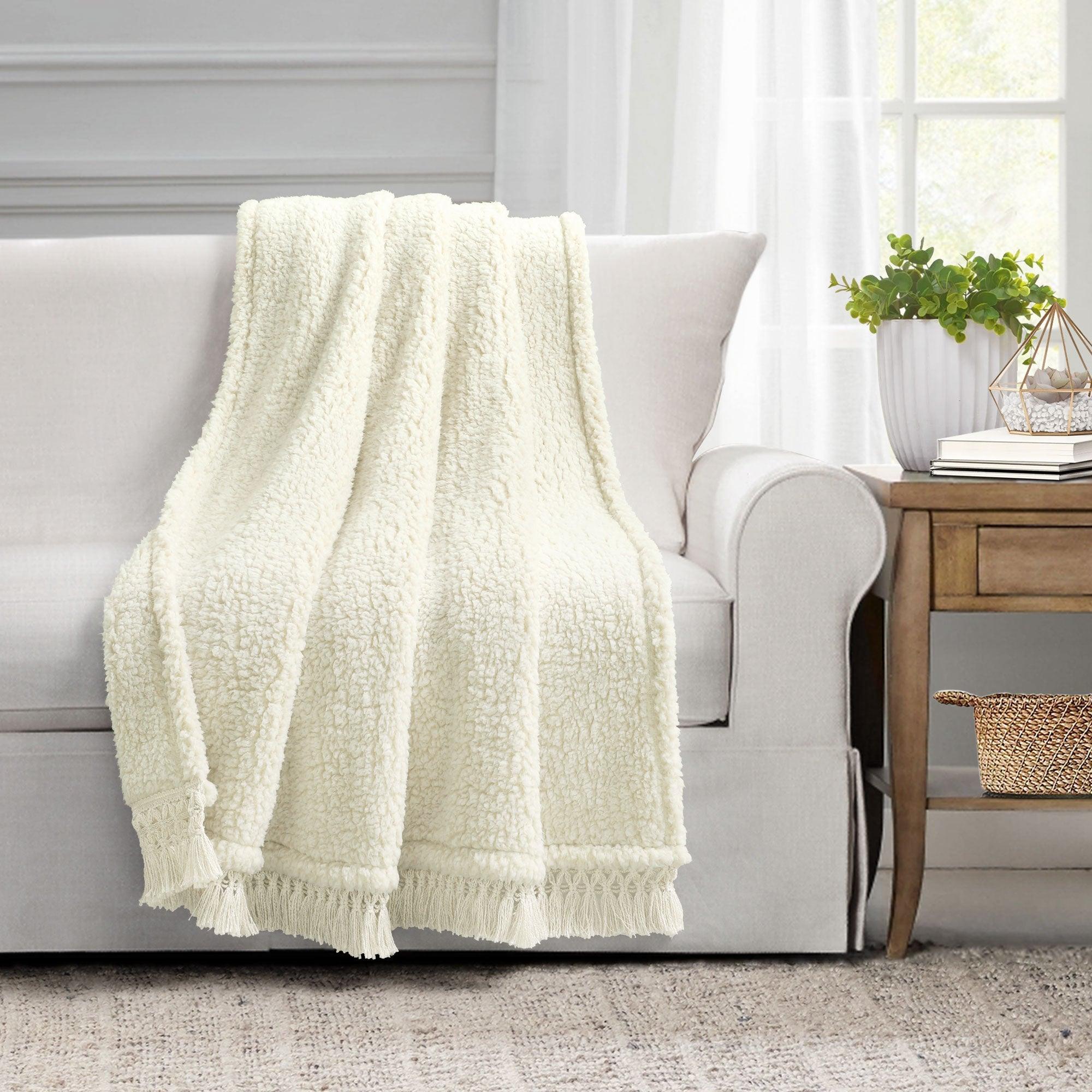 Sherpa Tassel Fringe Throw