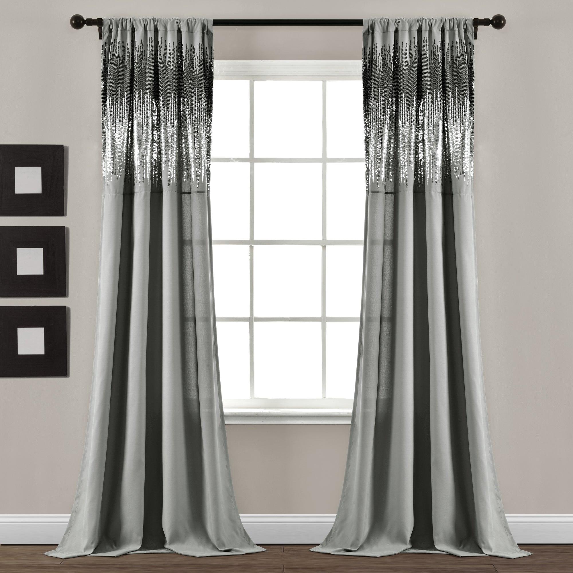 Shimmer Sequins Window Curtain Panel Set