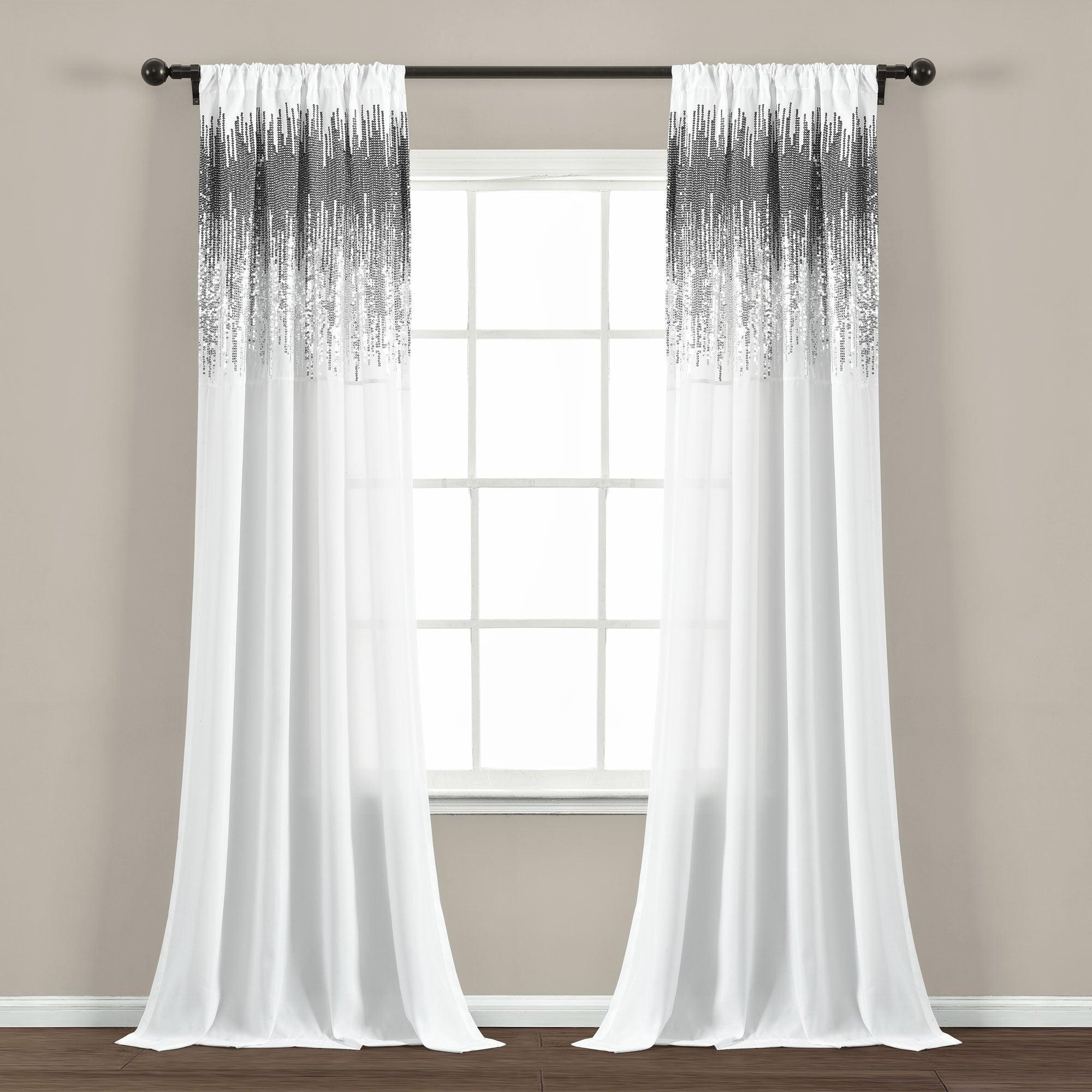 Shimmer Sequins Window Curtain Panel Set