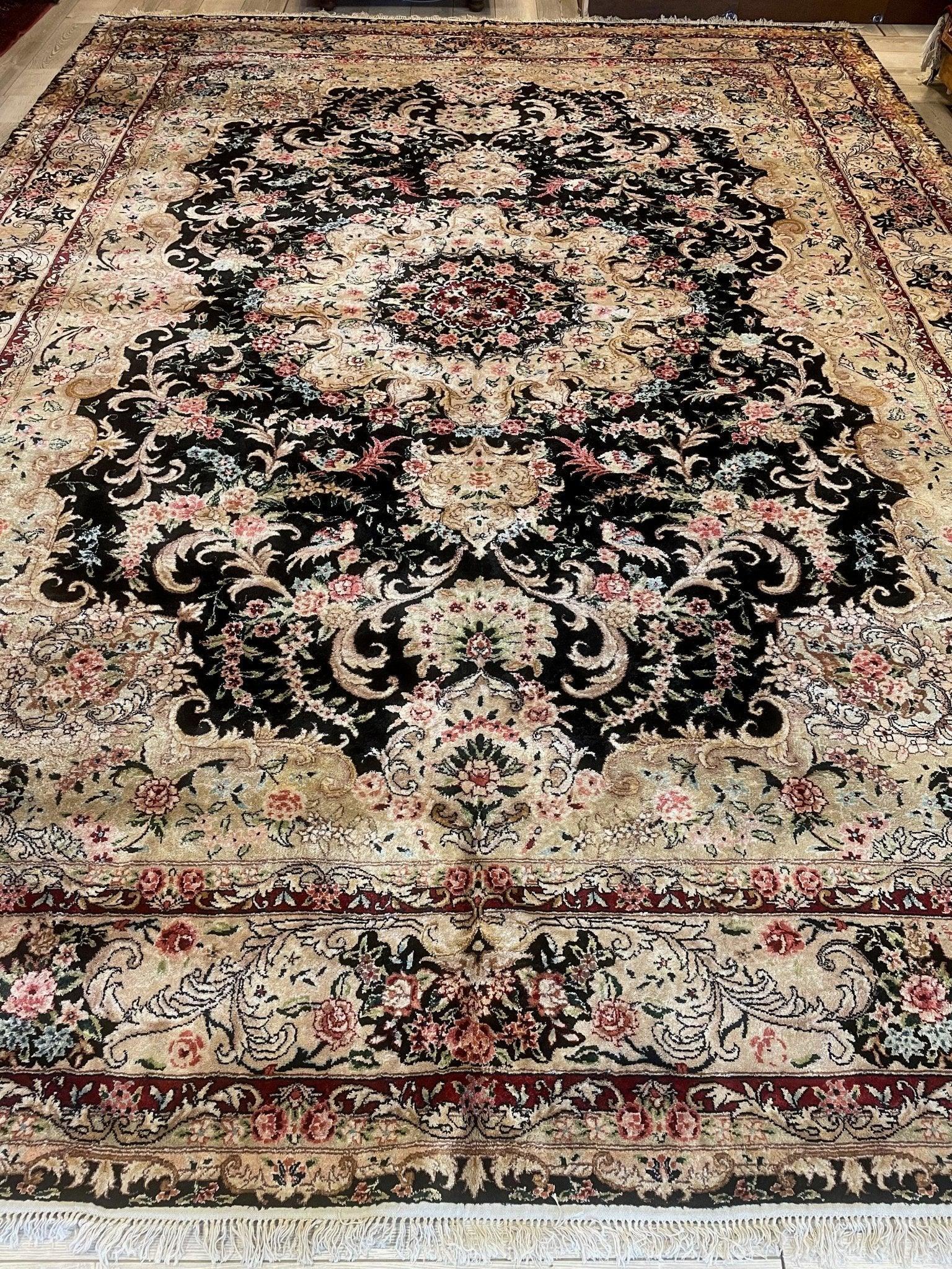 Sino-Tabriz Persian Silk Rug 10’ X 14’