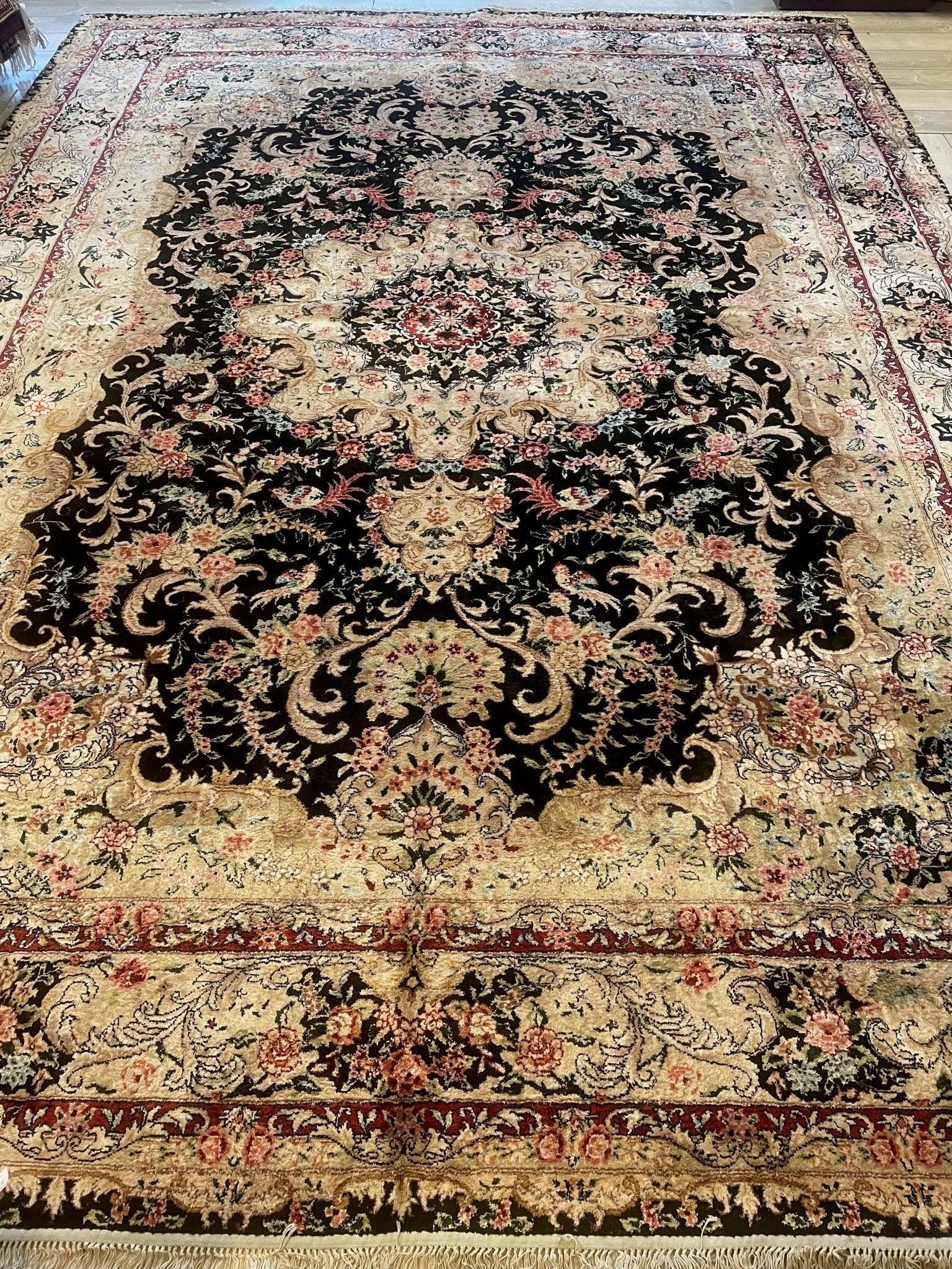 Sino-Tabriz Persian Silk Rug 10’ X 14’