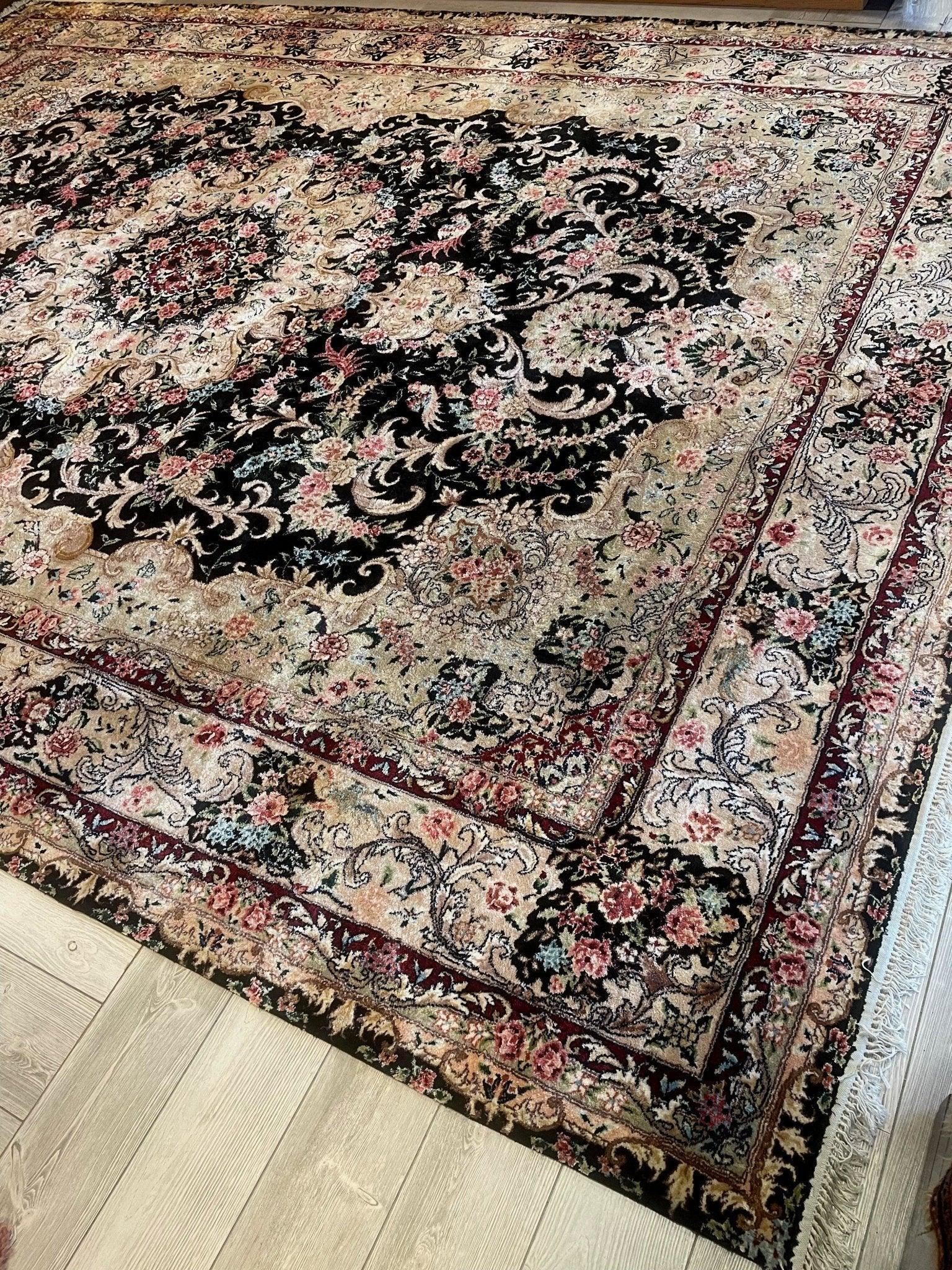 Sino-Tabriz Persian Silk Rug 10’ X 14’