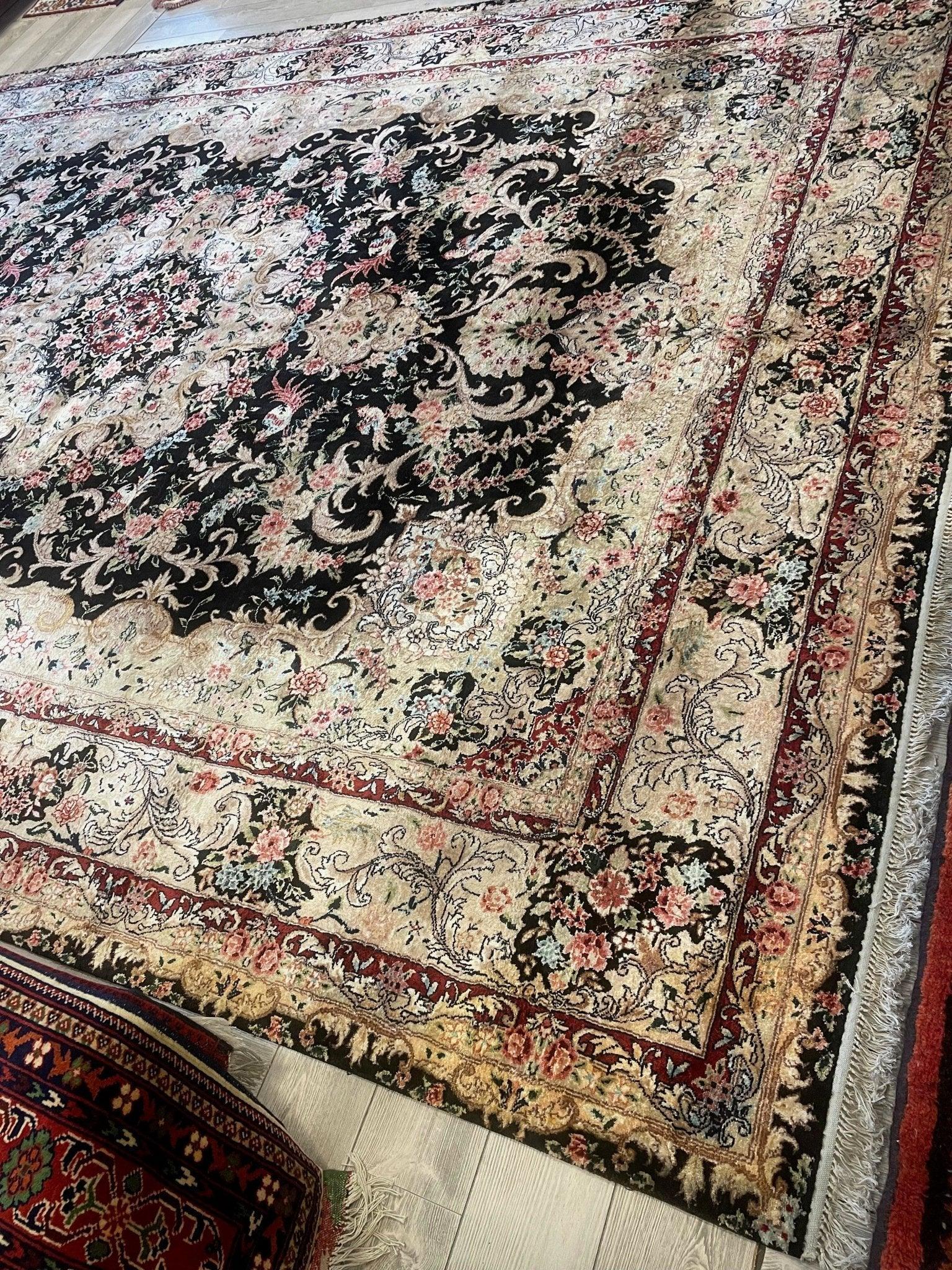 Sino-Tabriz Persian Silk Rug 10’ X 14’