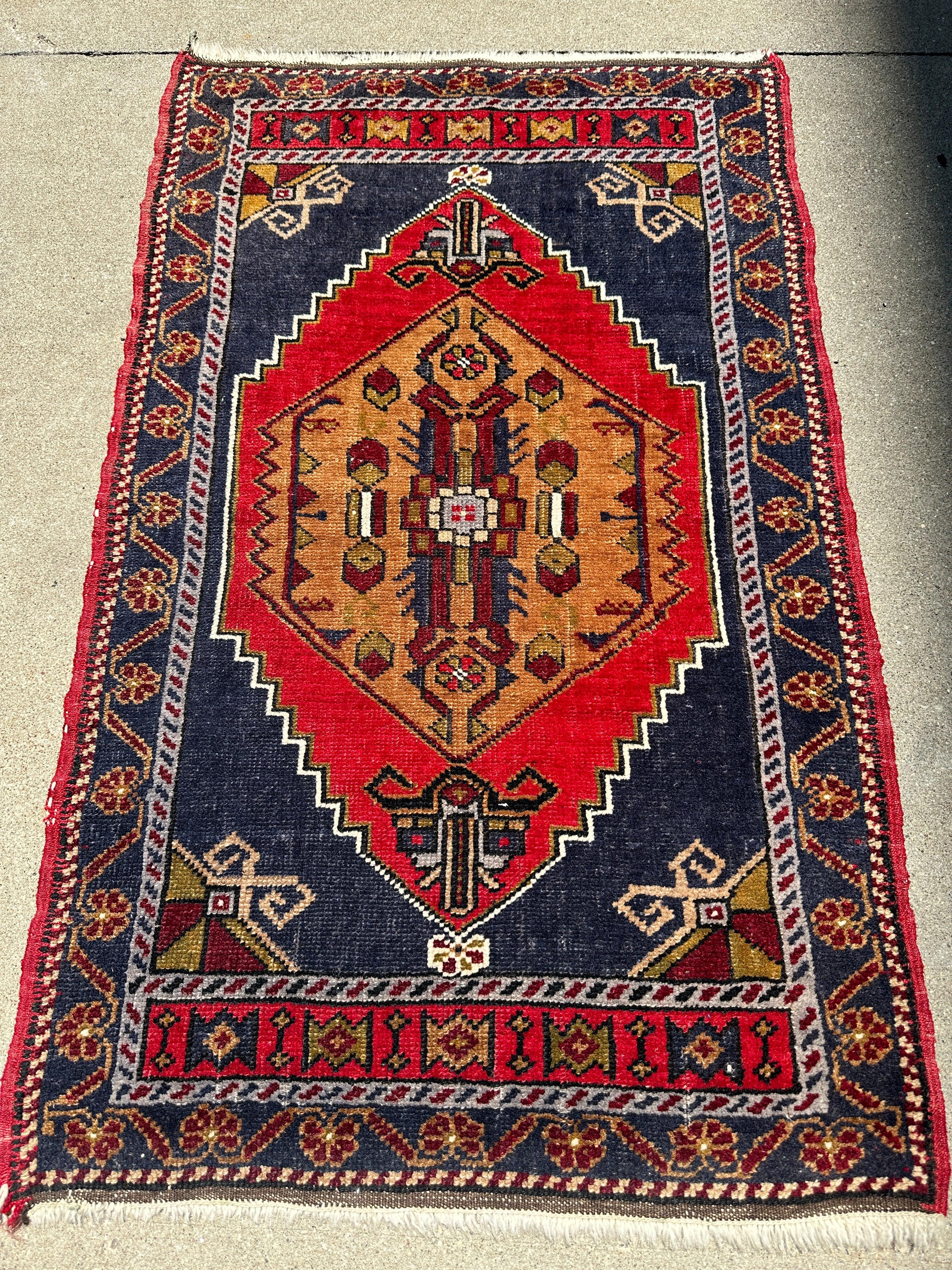 Turkish Anatolian Vintage Wool Rug 2’ x 3’4”