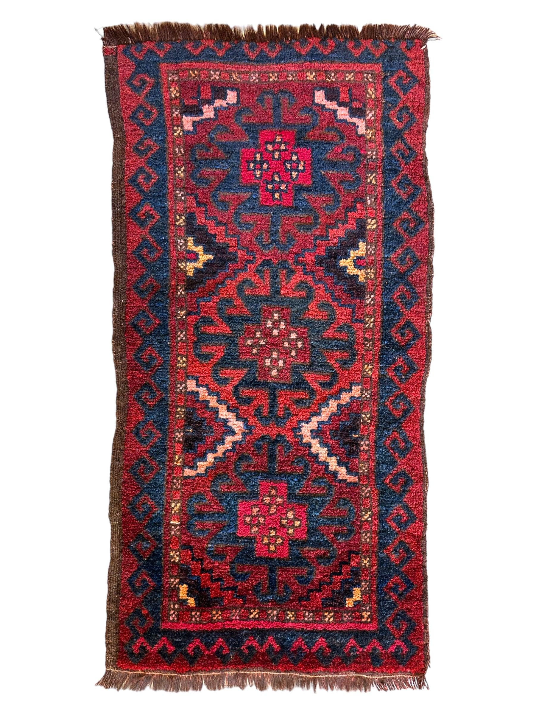 Small Vintage Tribal Baluch Rug - 18" X 36"