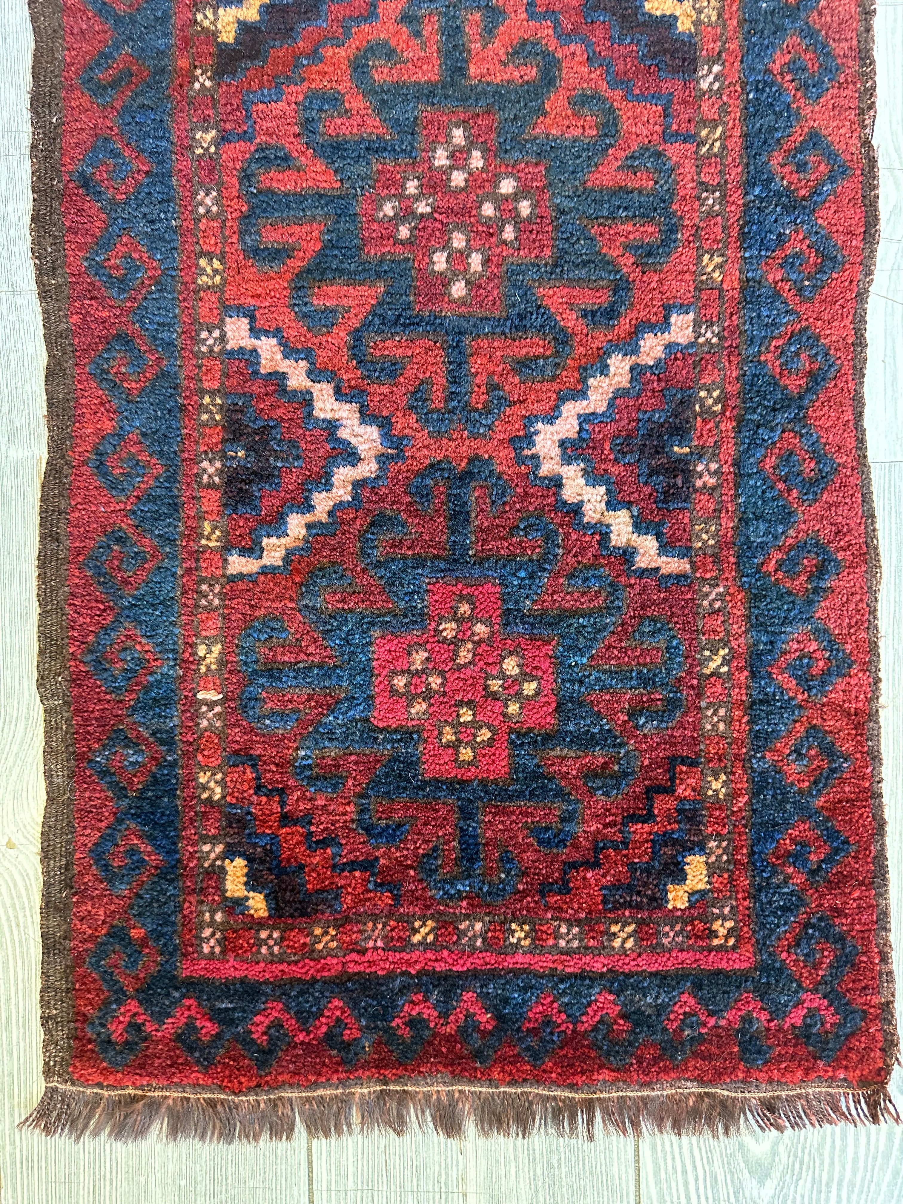 Small Vintage Tribal Baluch Rug - 18" X 36"