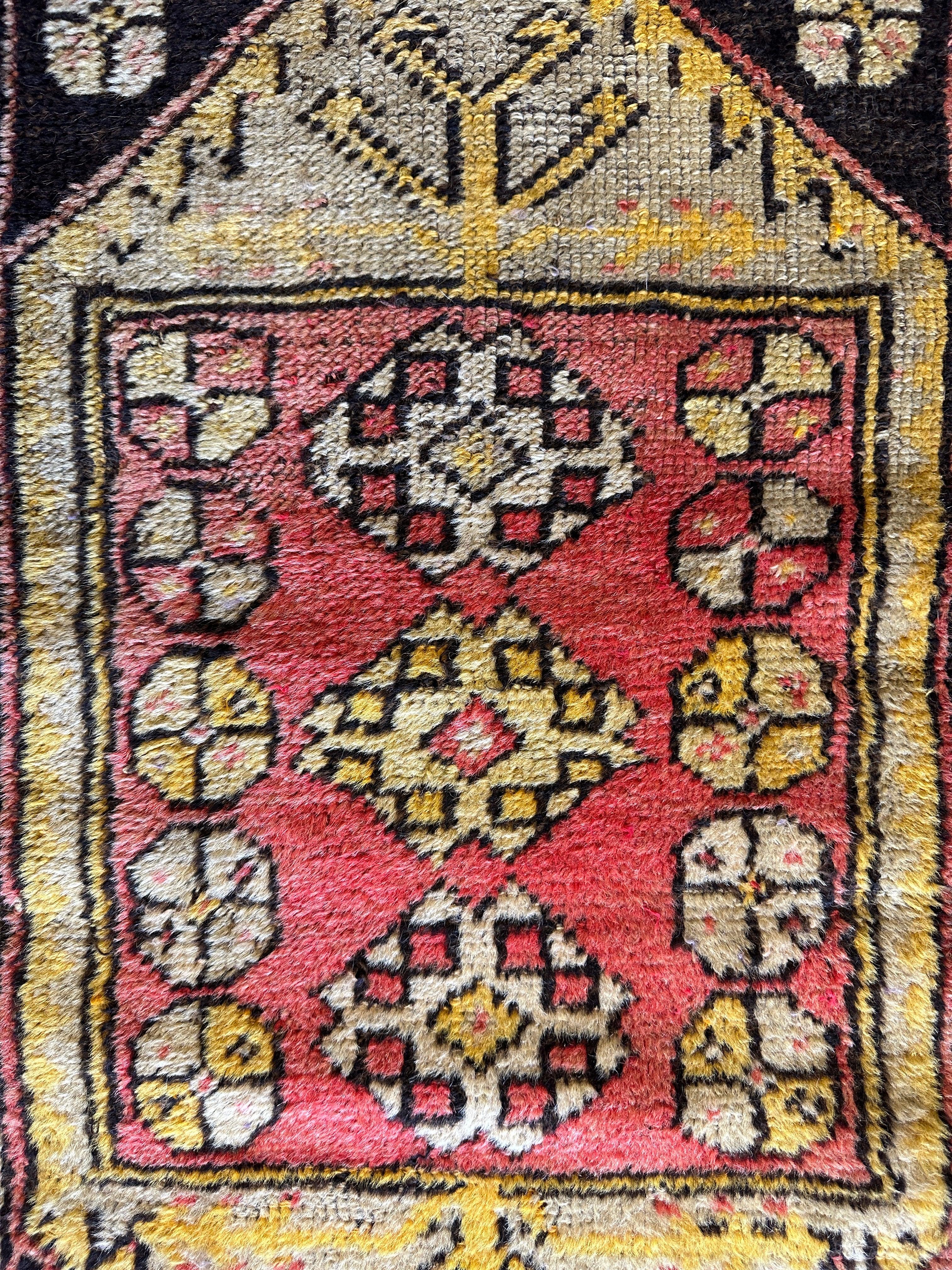 Small Vintage Turkish Wool Rug 18” x 34”