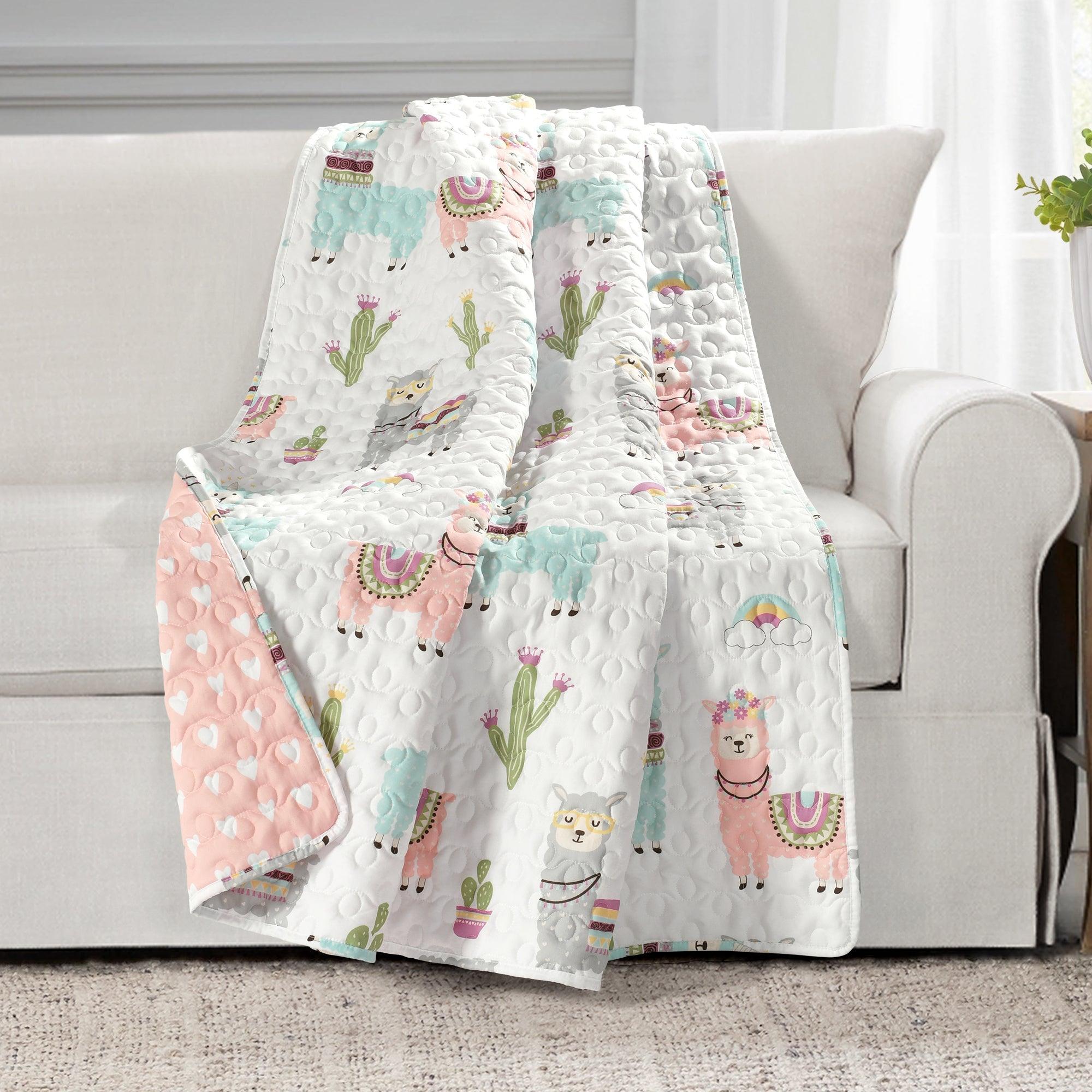 Southwest Llama Cactus Reversible Throw