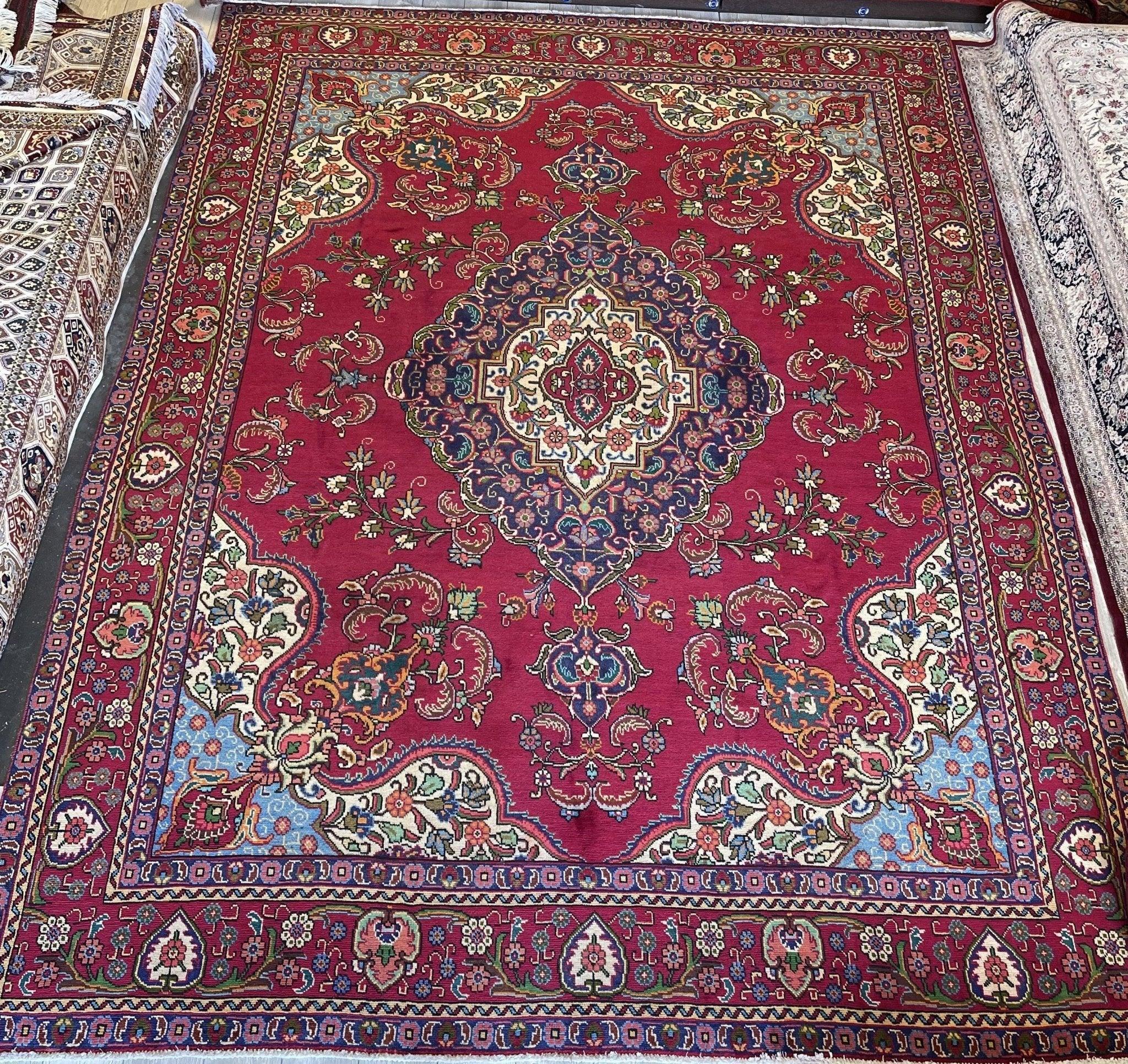 Spectacular handmade vintage vegetable tabriz rug 10x13 ft