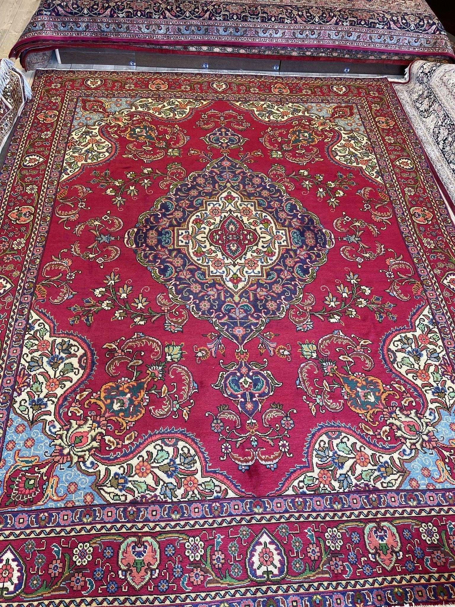 Spectacular handmade vintage vegetable tabriz rug 10x13 ft