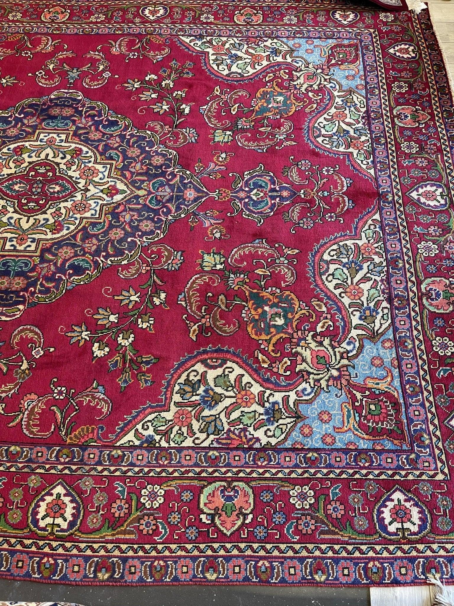 Spectacular handmade vintage vegetable tabriz rug 10x13 ft