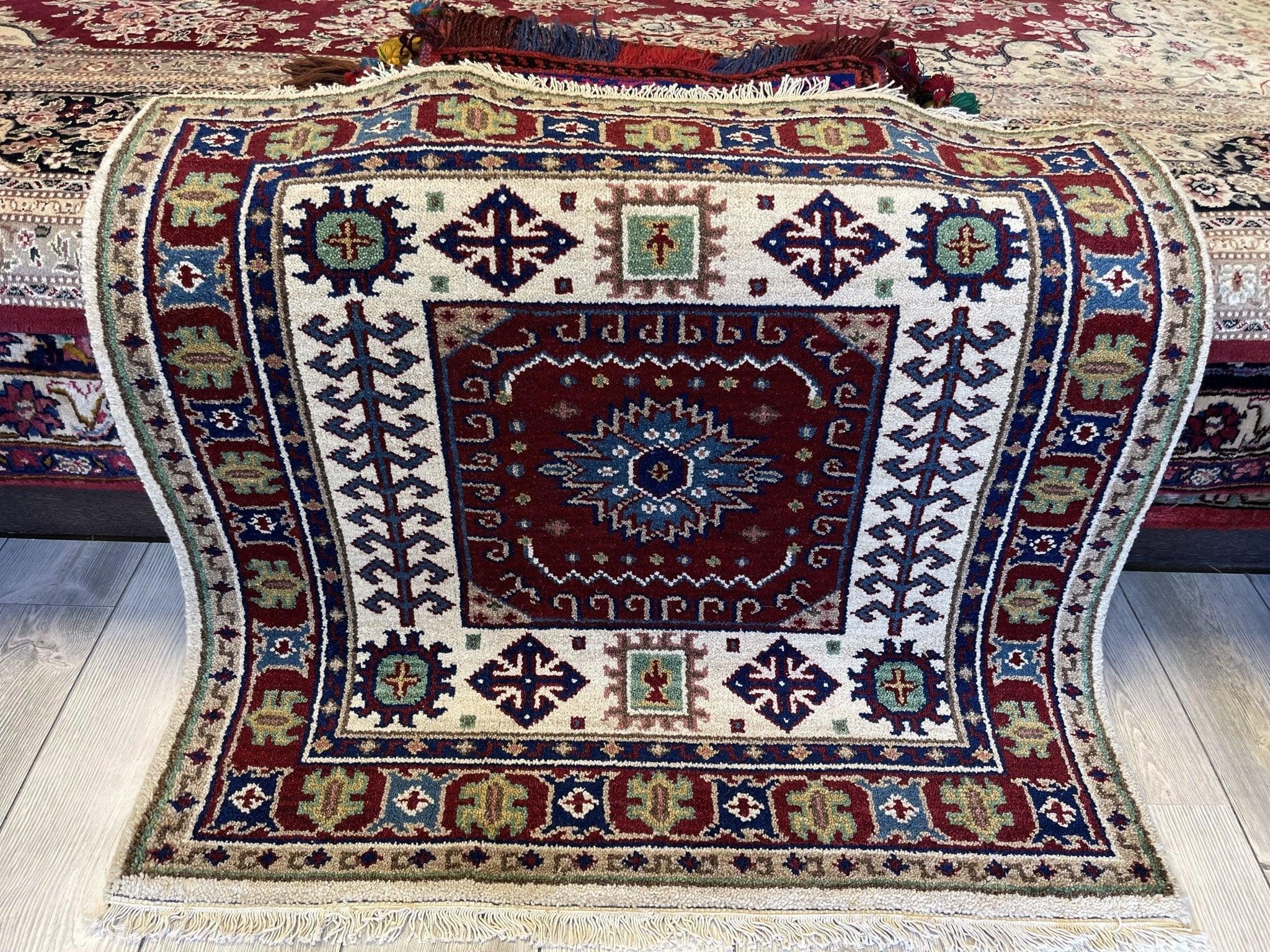 Square Indo-Kazak Rug 3'2” x3'4”