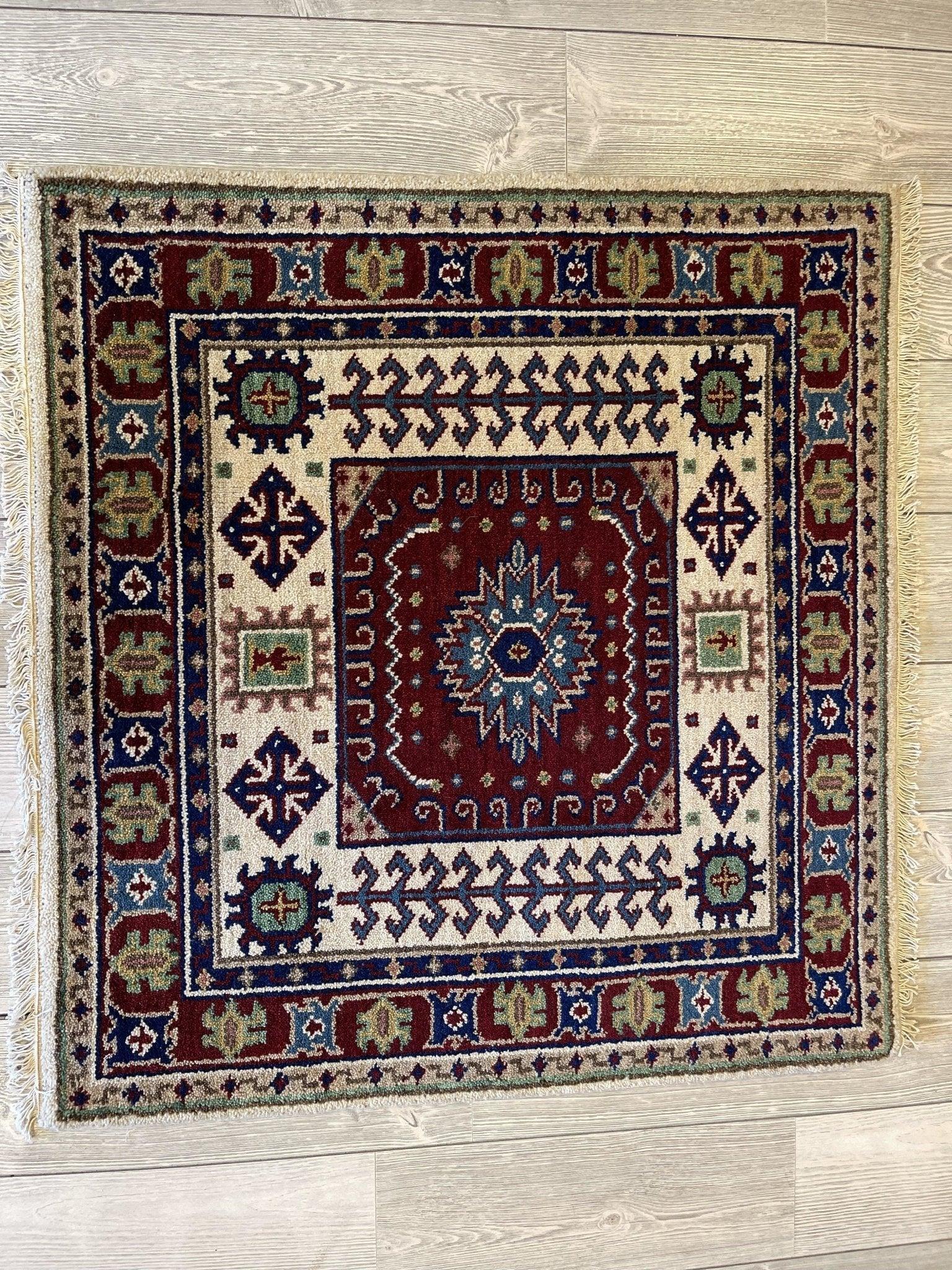 Square Indo-Kazak Rug 3'2” x3'4”