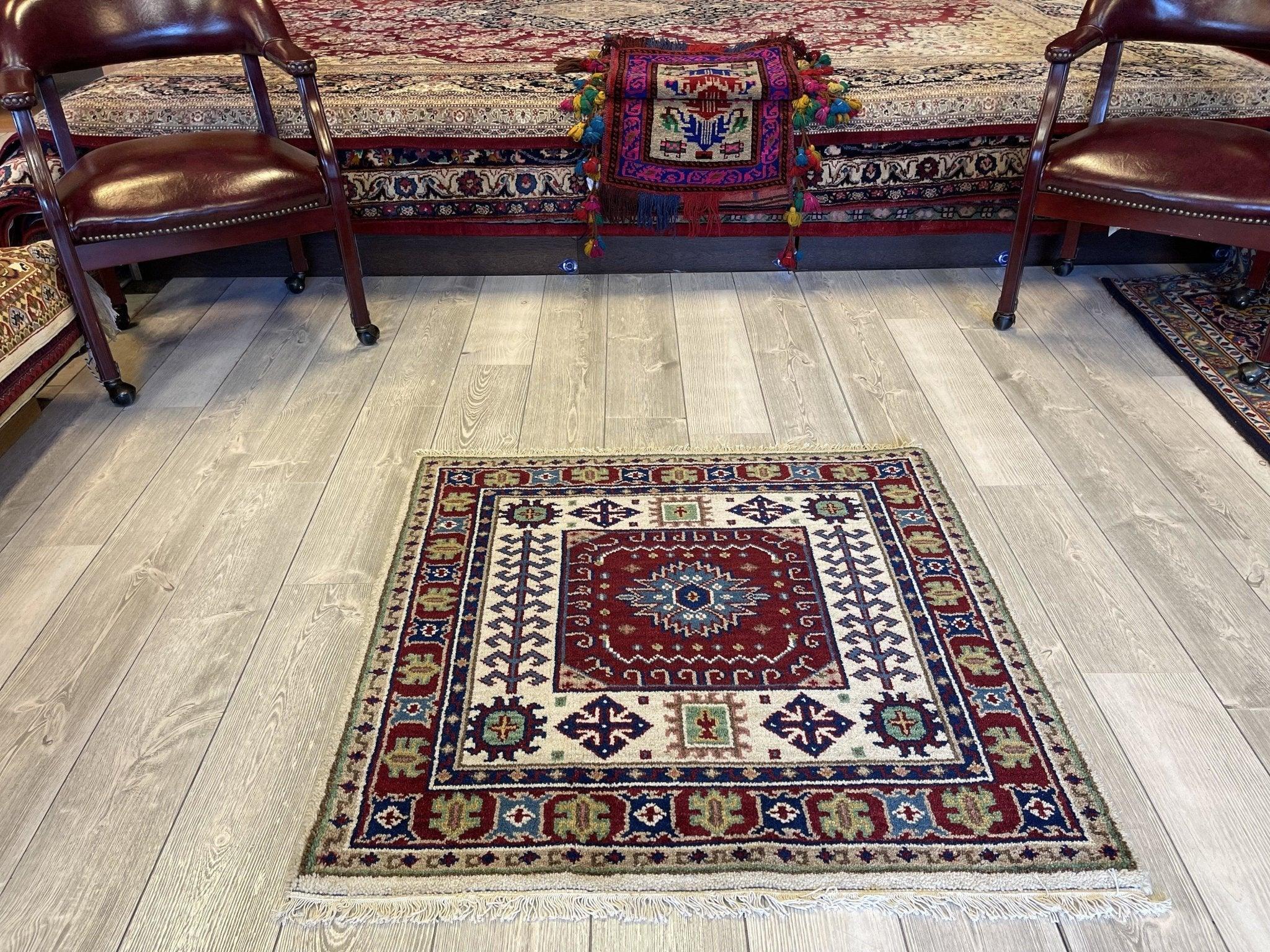 Square Indo-Kazak Rug 3'2” x3'4”