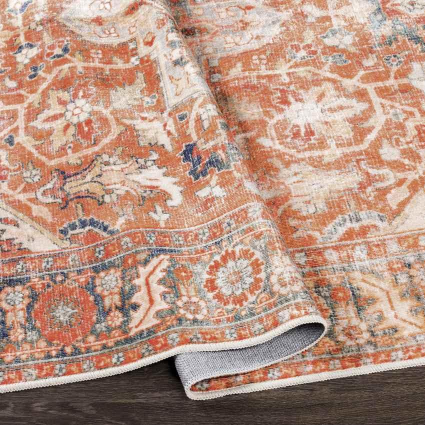 St Jacob Traditional Burnt Orange Washable Area Rug