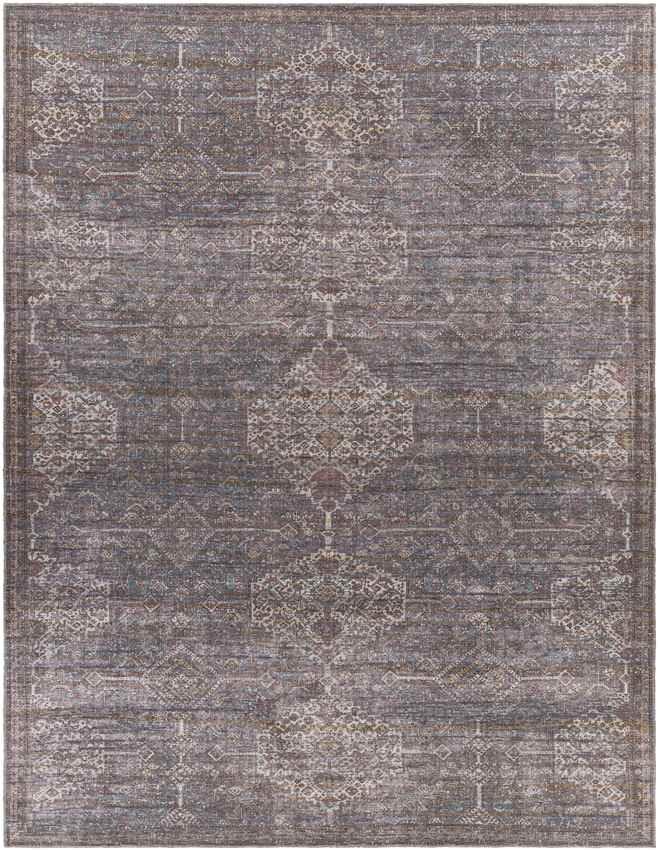 St John Traditional Brown Washable Area Rug