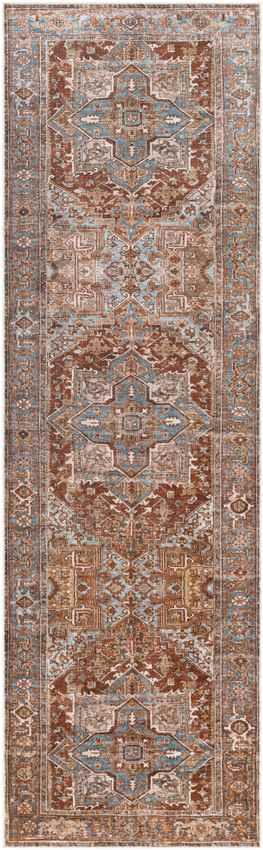 St Johns Traditional Burnt Orange Washable Area Rug