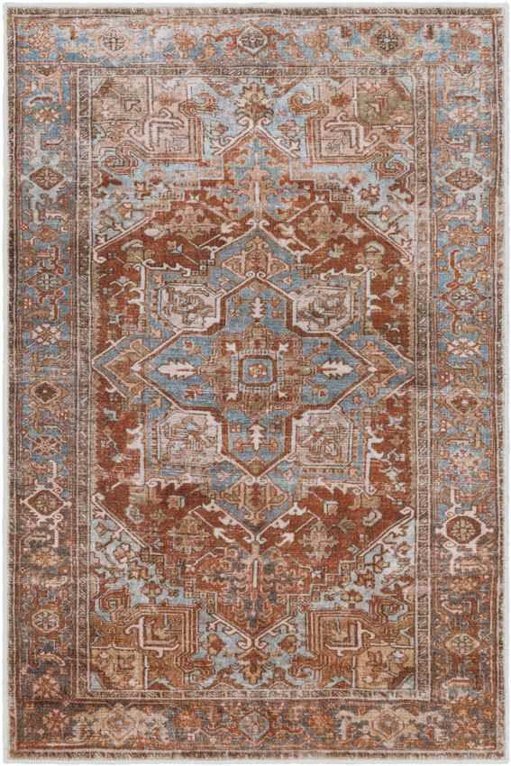 St Johns Traditional Burnt Orange Washable Area Rug