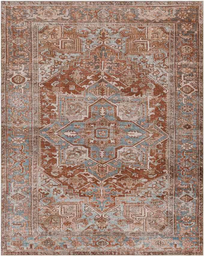 St Johns Traditional Burnt Orange Washable Area Rug