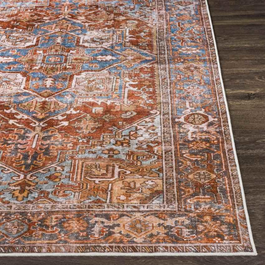 St Johns Traditional Burnt Orange Washable Area Rug