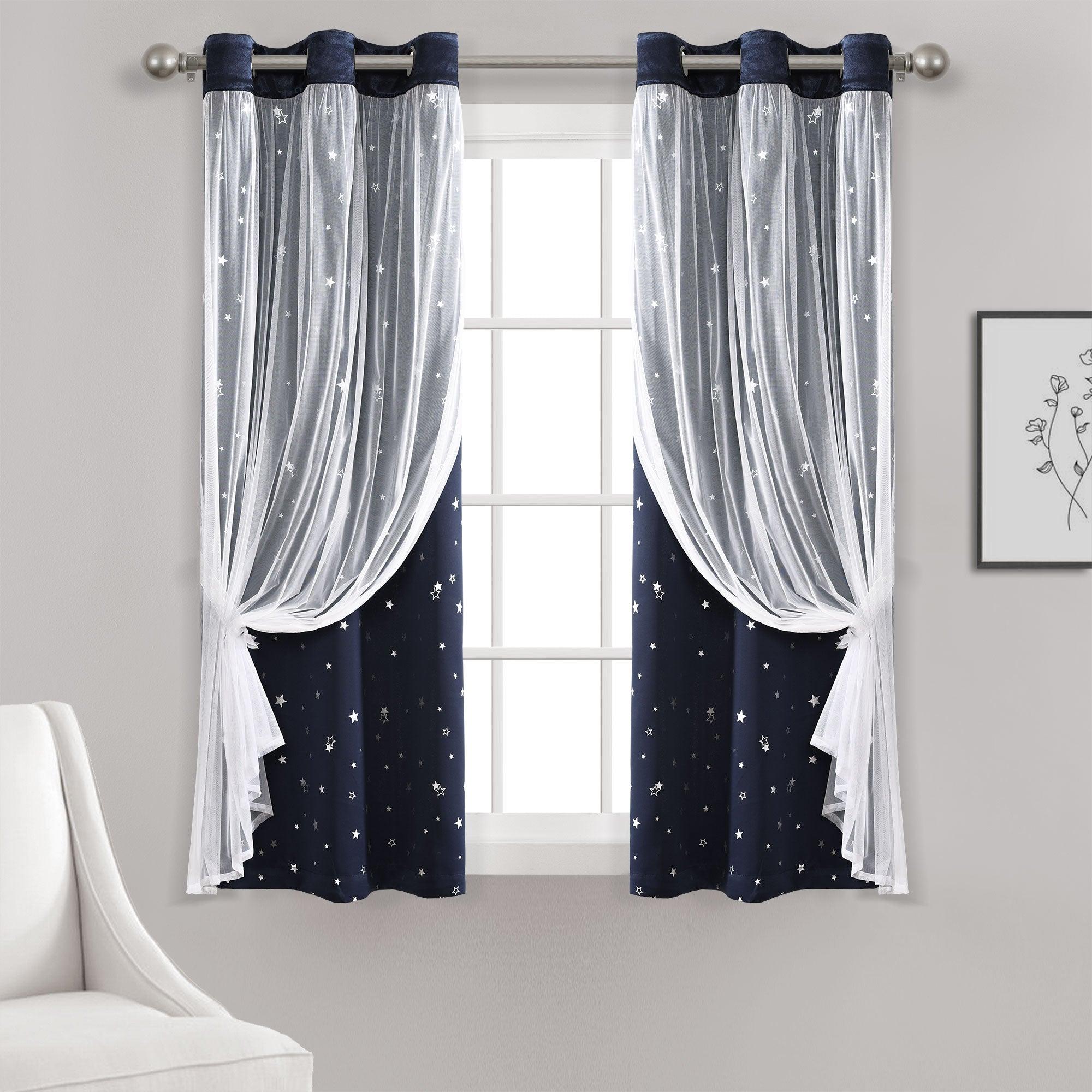 Star Sheer Insulated Grommet Blackout Curtain Panel Set