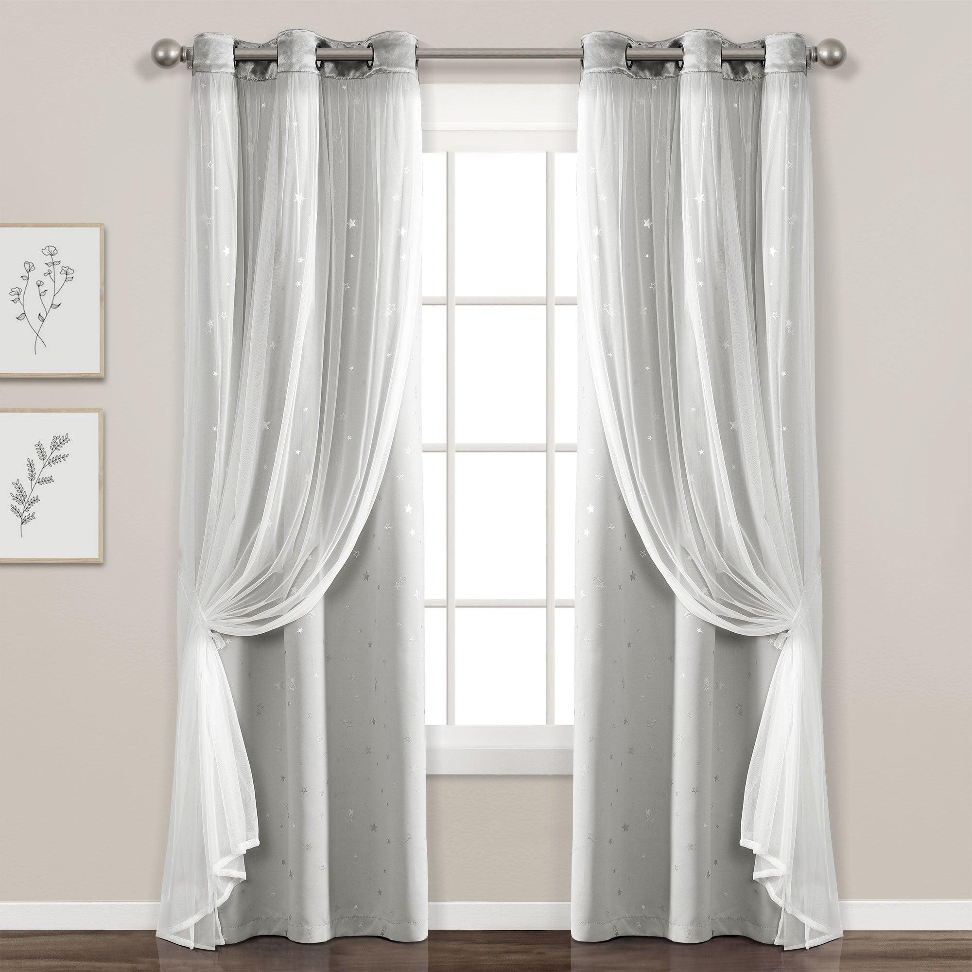 Star Sheer Insulated Grommet Blackout Curtain Panel Set