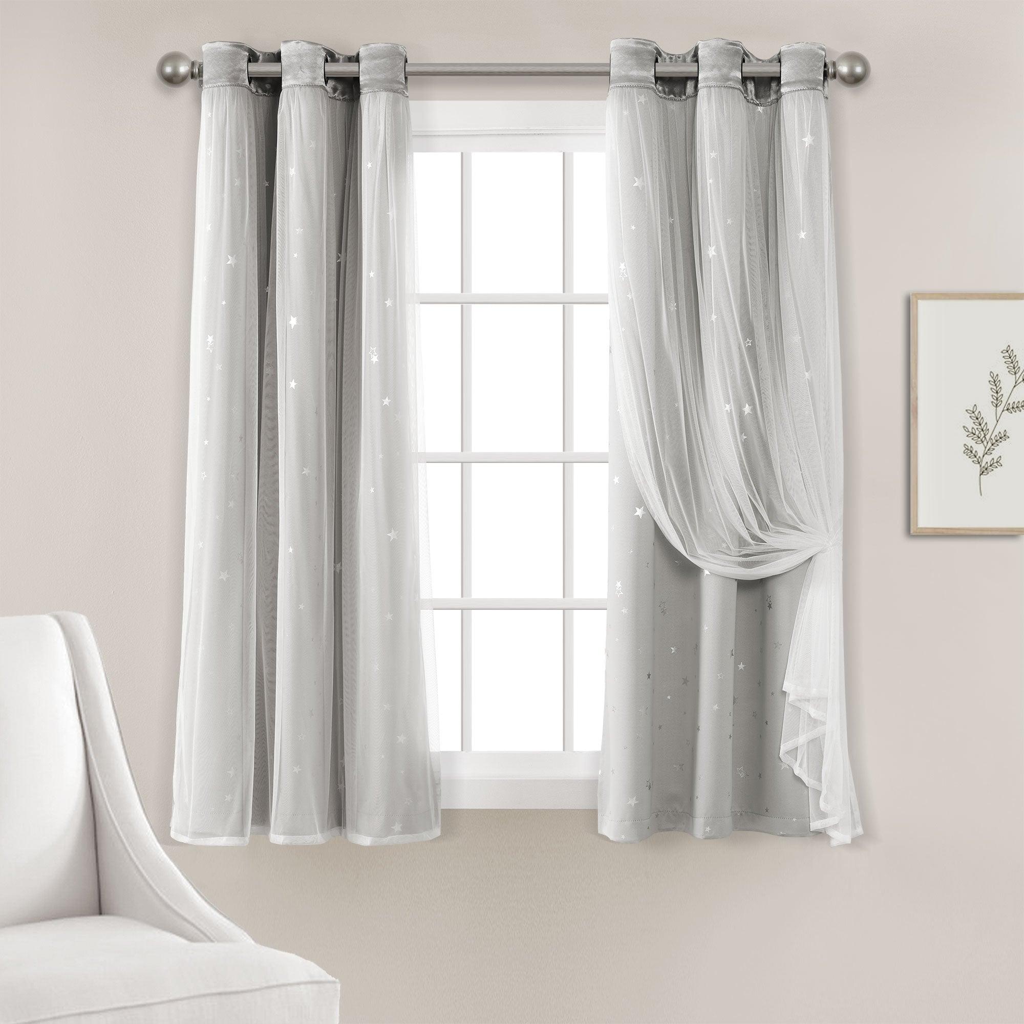 Star Sheer Insulated Grommet Blackout Curtain Panel Set