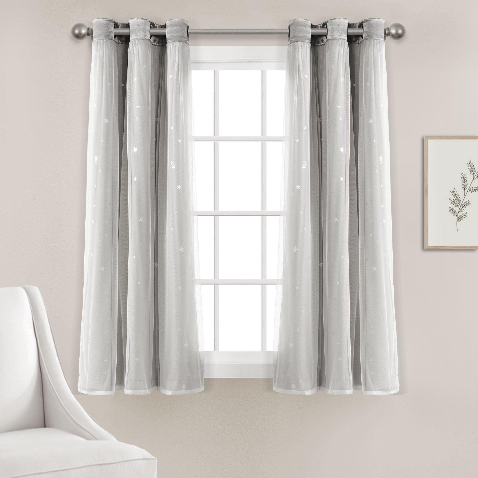 Star Sheer Insulated Grommet Blackout Curtain Panel Set