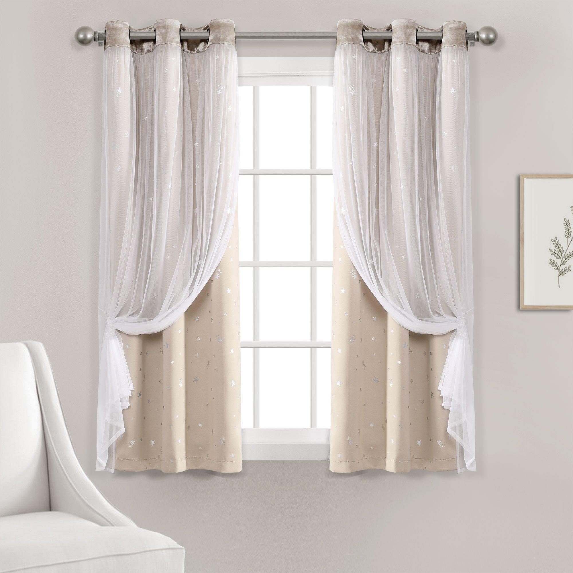 Star Sheer Insulated Grommet Blackout Curtain Panel Set