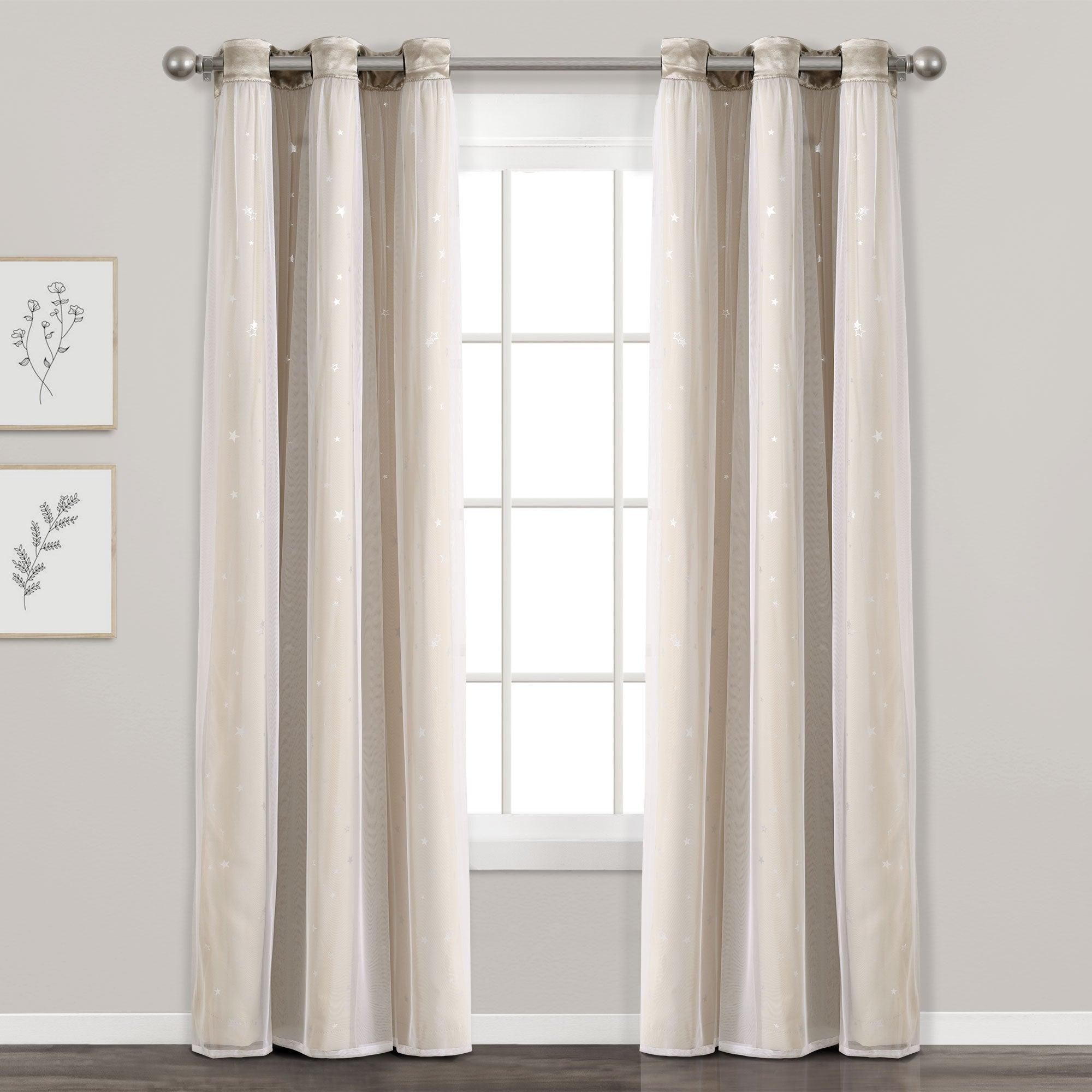 Star Sheer Insulated Grommet Blackout Curtain Panel Set