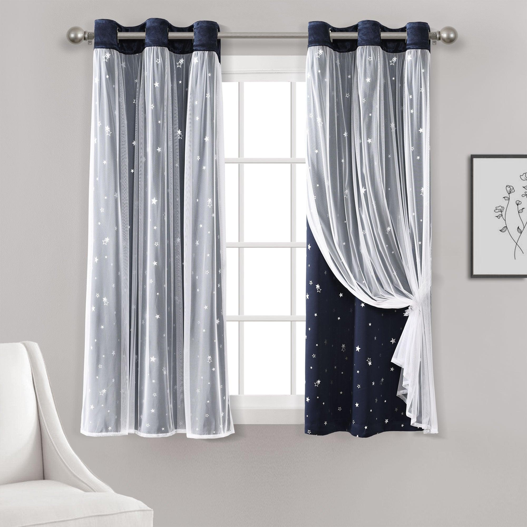 Star Sheer Insulated Grommet Blackout Curtain Panel Set