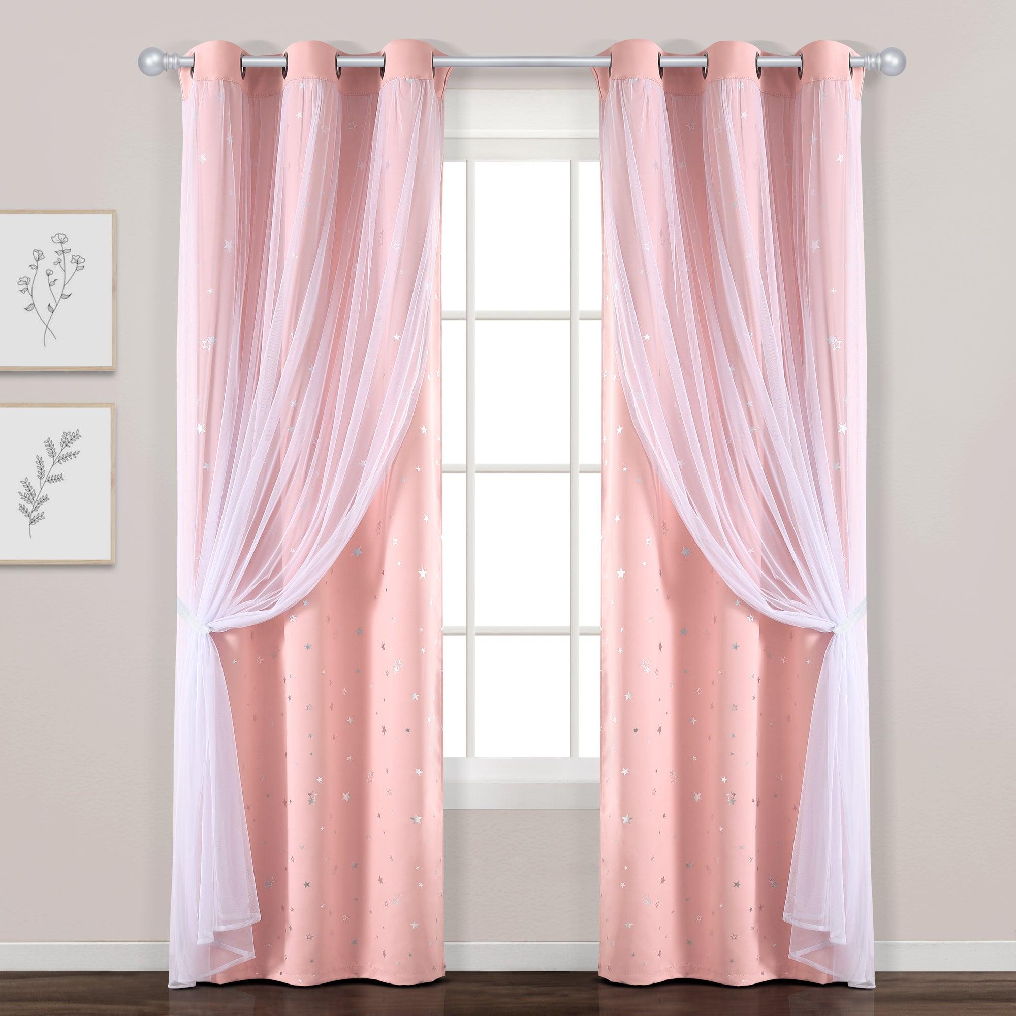 Star Sheer Insulated Grommet Blackout Curtain Panel Set