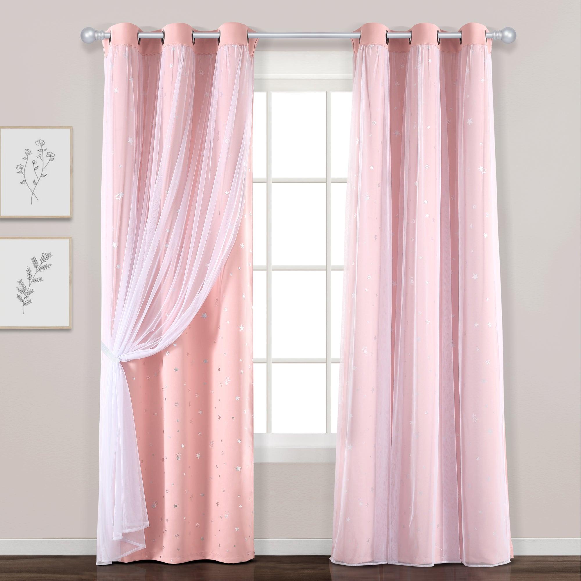 Star Sheer Insulated Grommet Blackout Curtain Panel Set