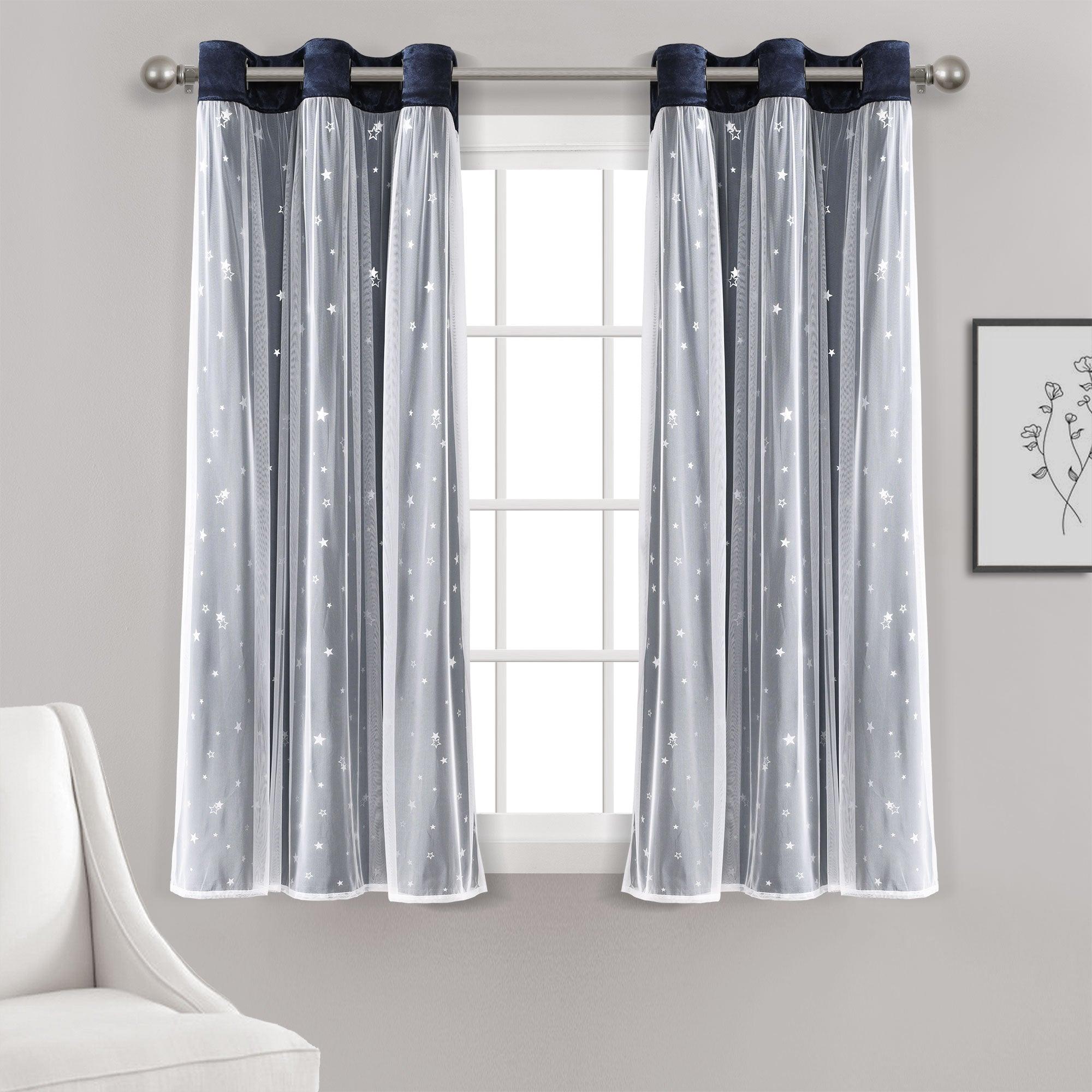 Star Sheer Insulated Grommet Blackout Curtain Panel Set