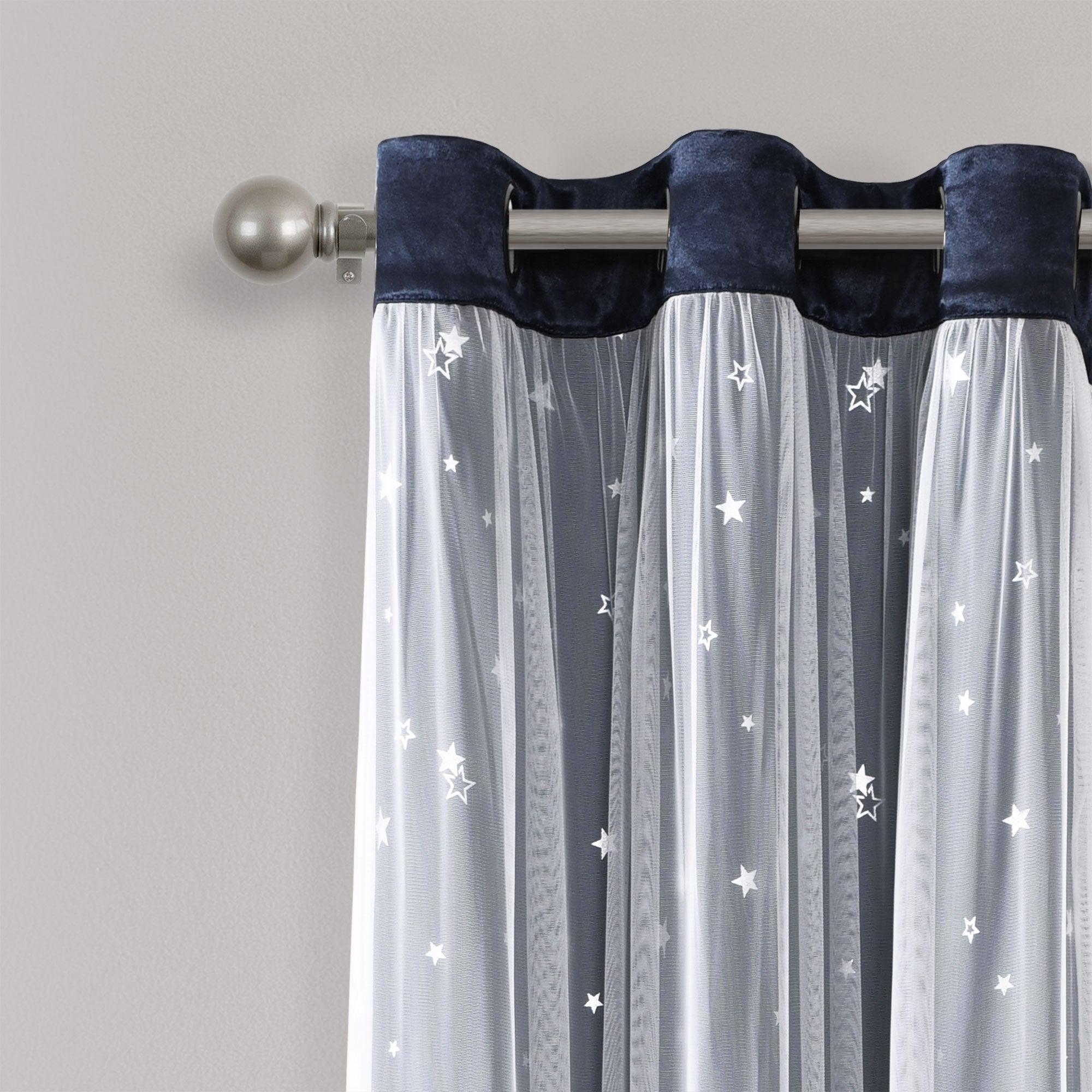 Star Sheer Insulated Grommet Blackout Curtain Panel Set