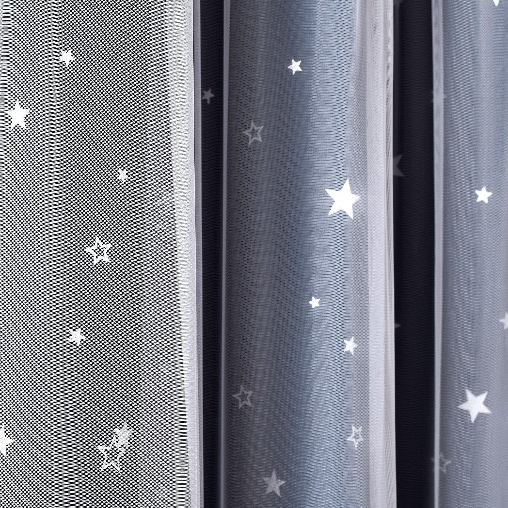 Star Sheer Insulated Grommet Blackout Curtain Panel Set