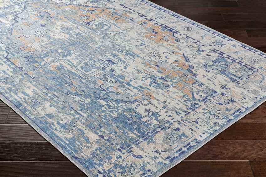 Stilesville Traditional Ice Blue Washable Area Rug