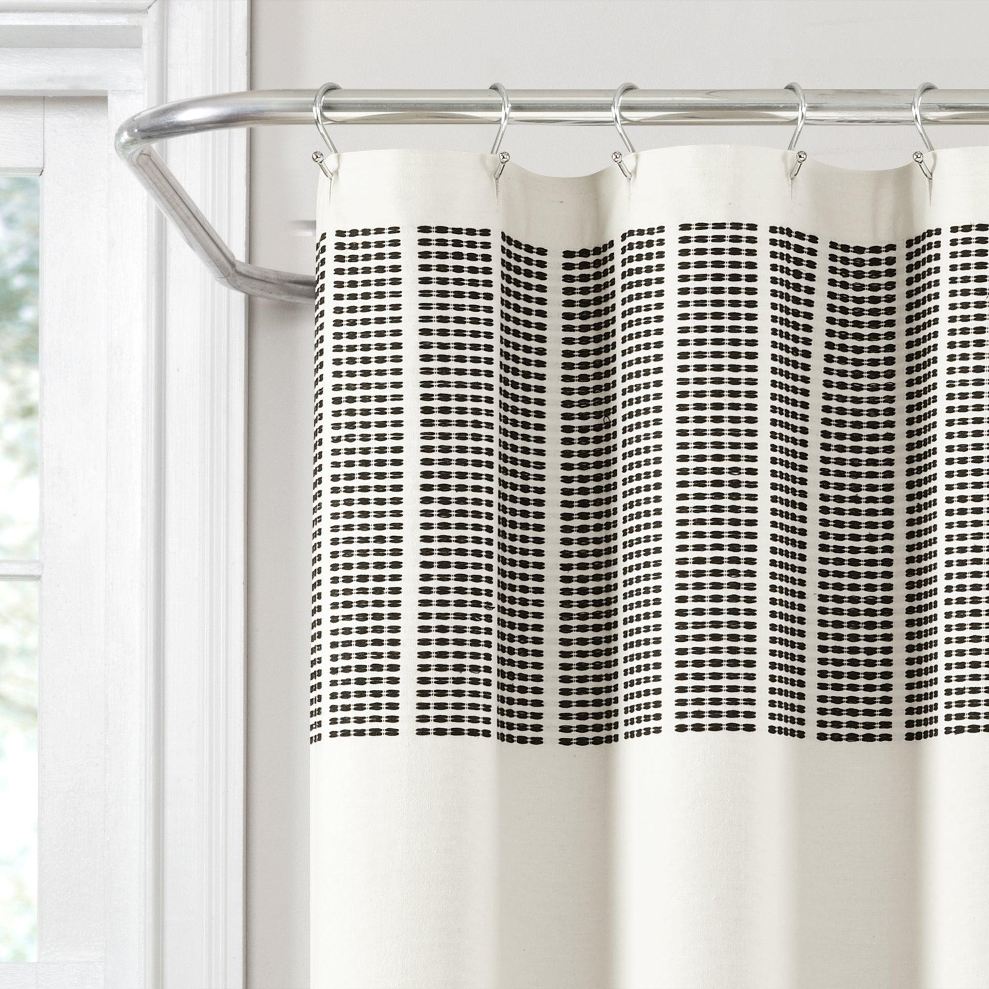 Stitched Woven Stripe Yarn Dyed Recycled Cotton Shower Curtain