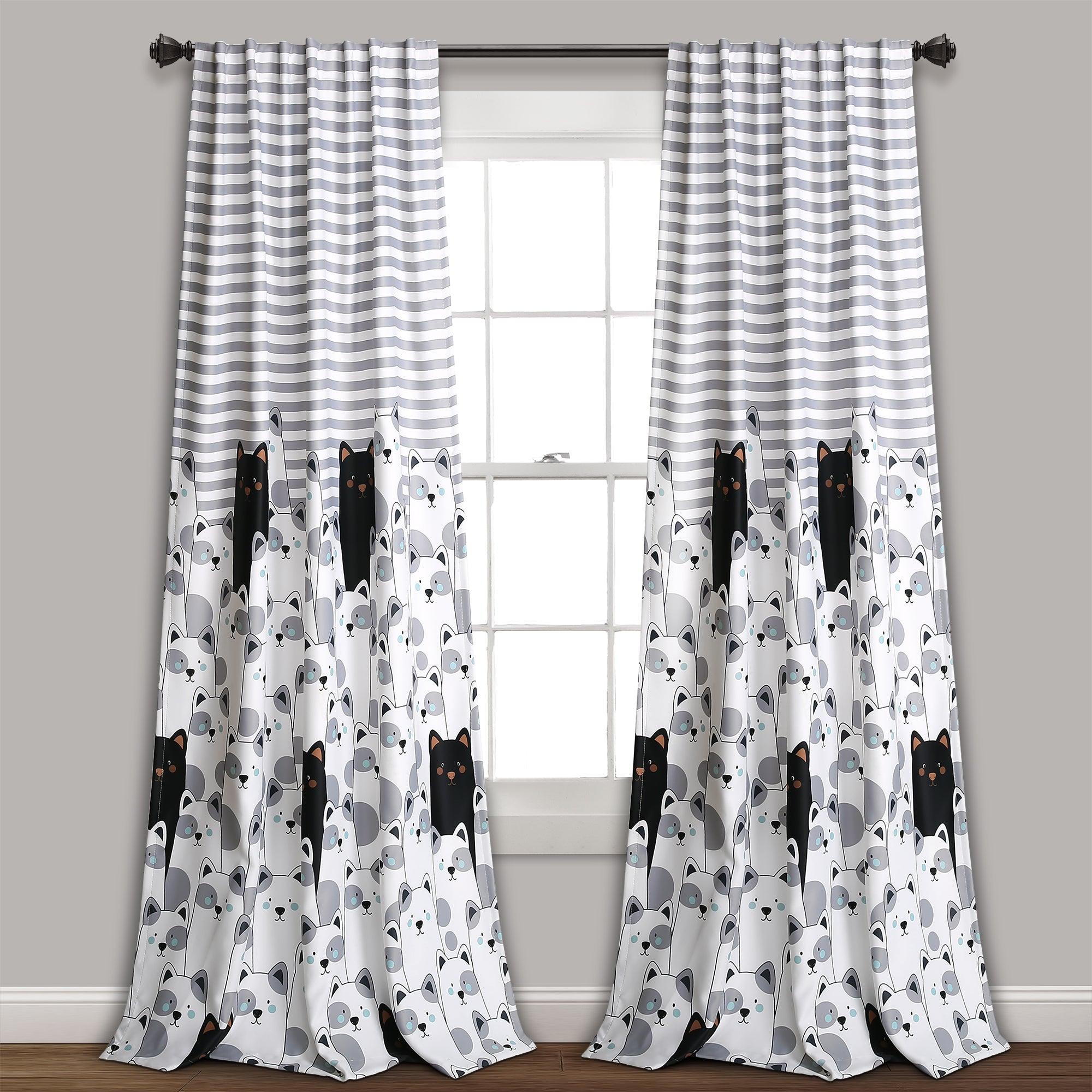 Stripe Bear Room Darkening Window Curtain Set