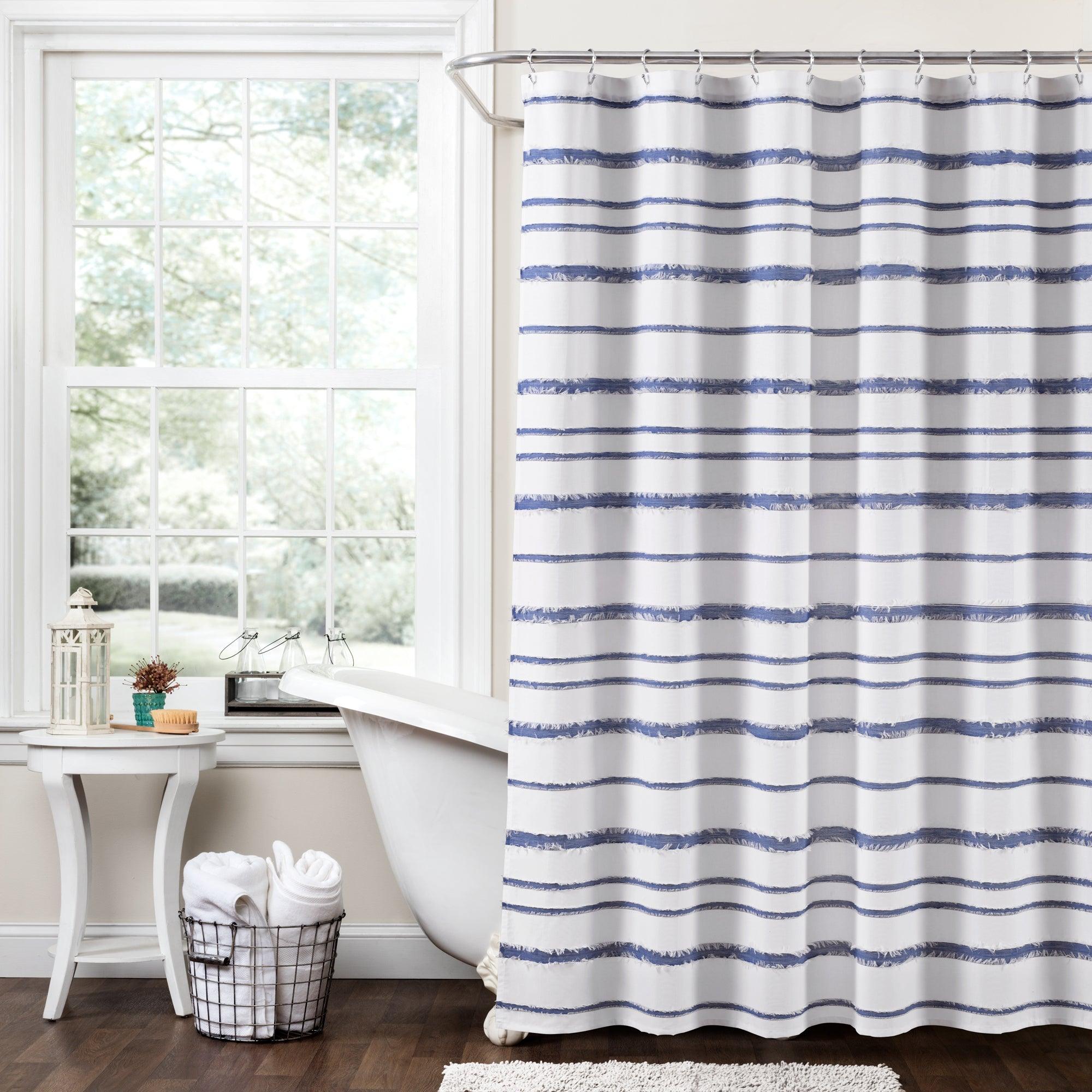 Stripe Clip Jacquard Shower Curtain