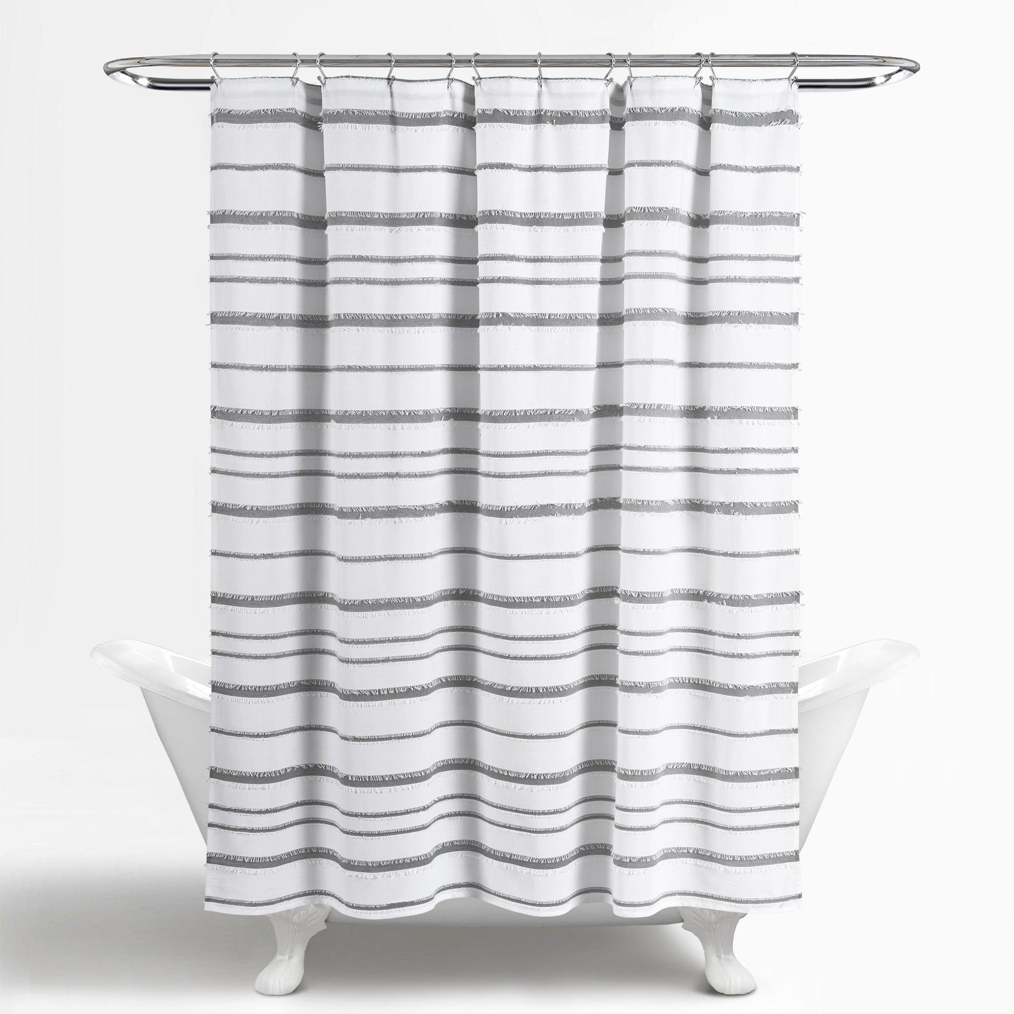 Stripe Clip Jacquard Shower Curtain