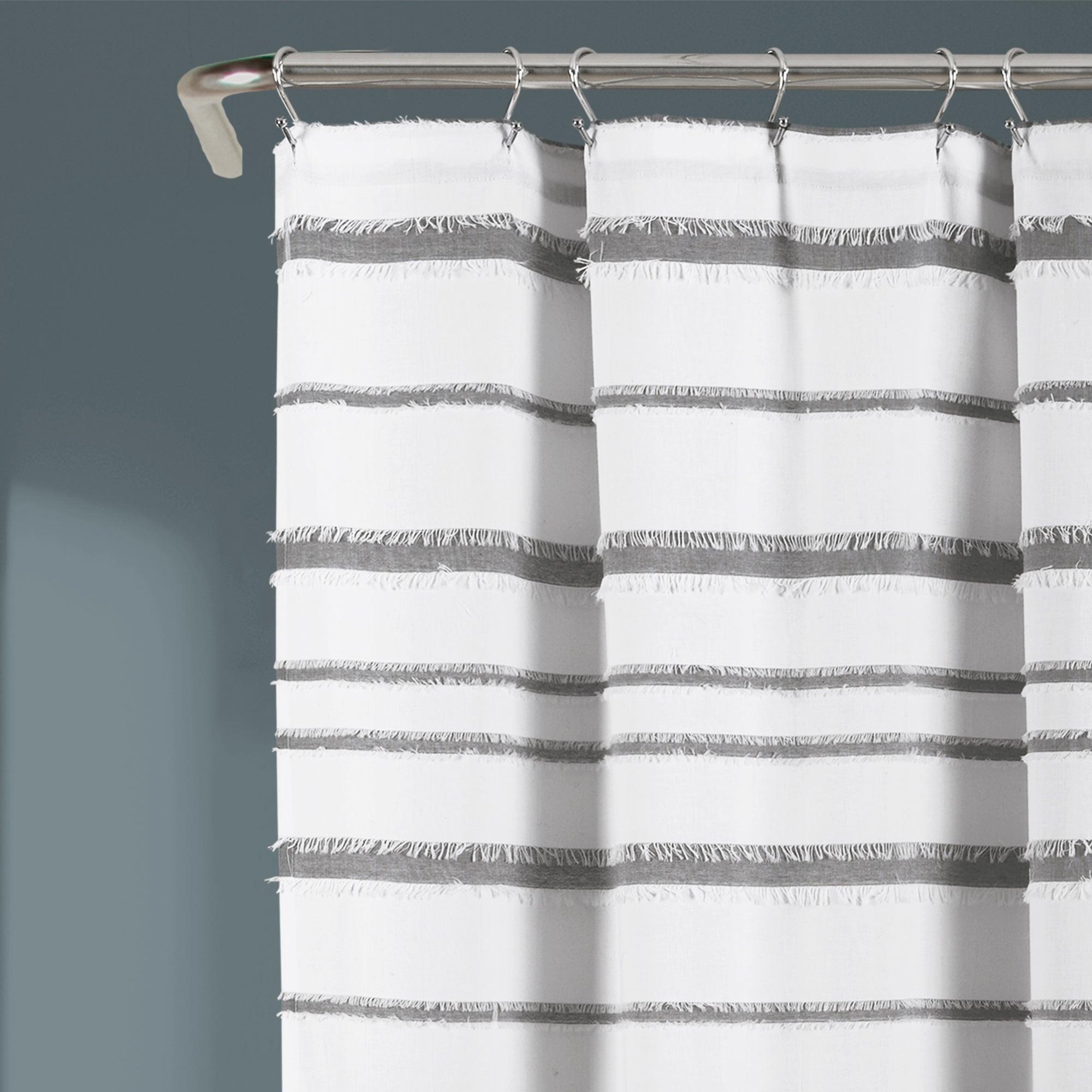 Stripe Clip Jacquard Shower Curtain