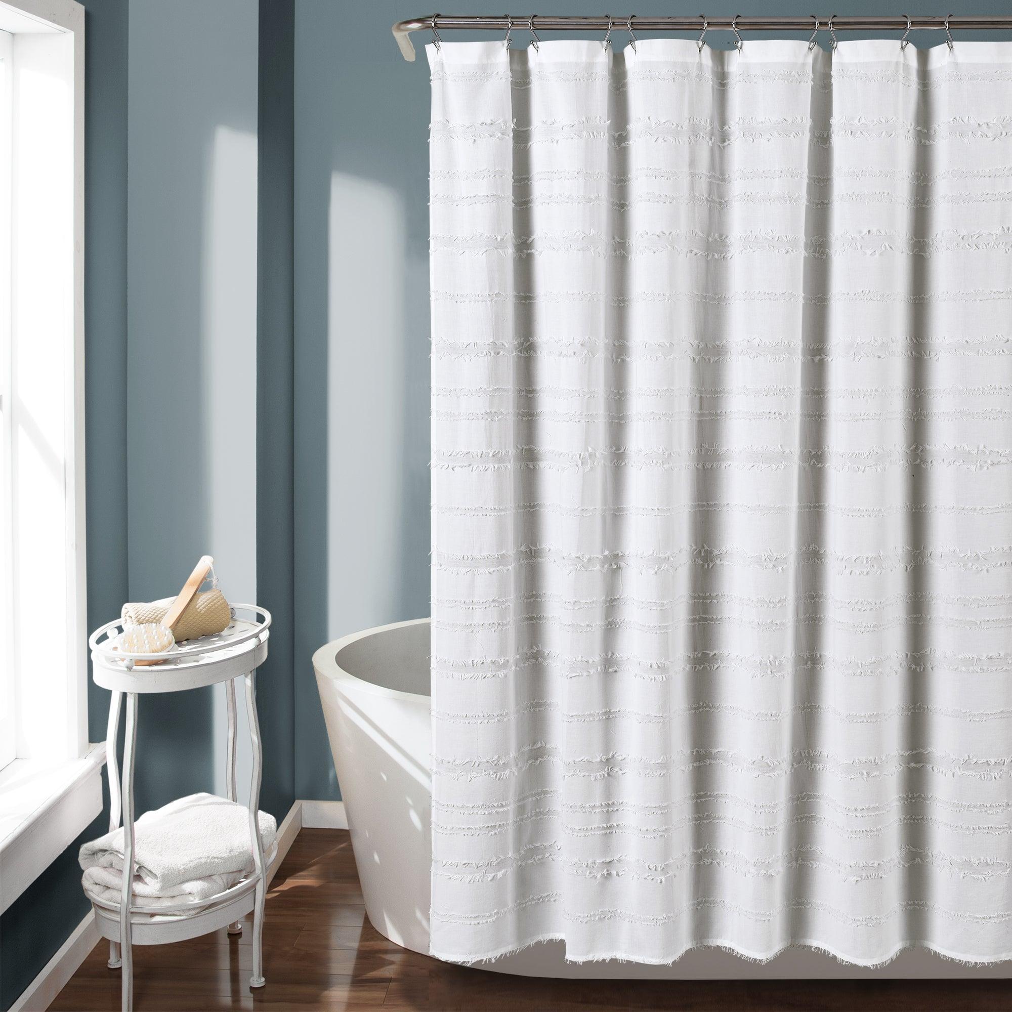 Stripe Clip Jacquard Shower Curtain