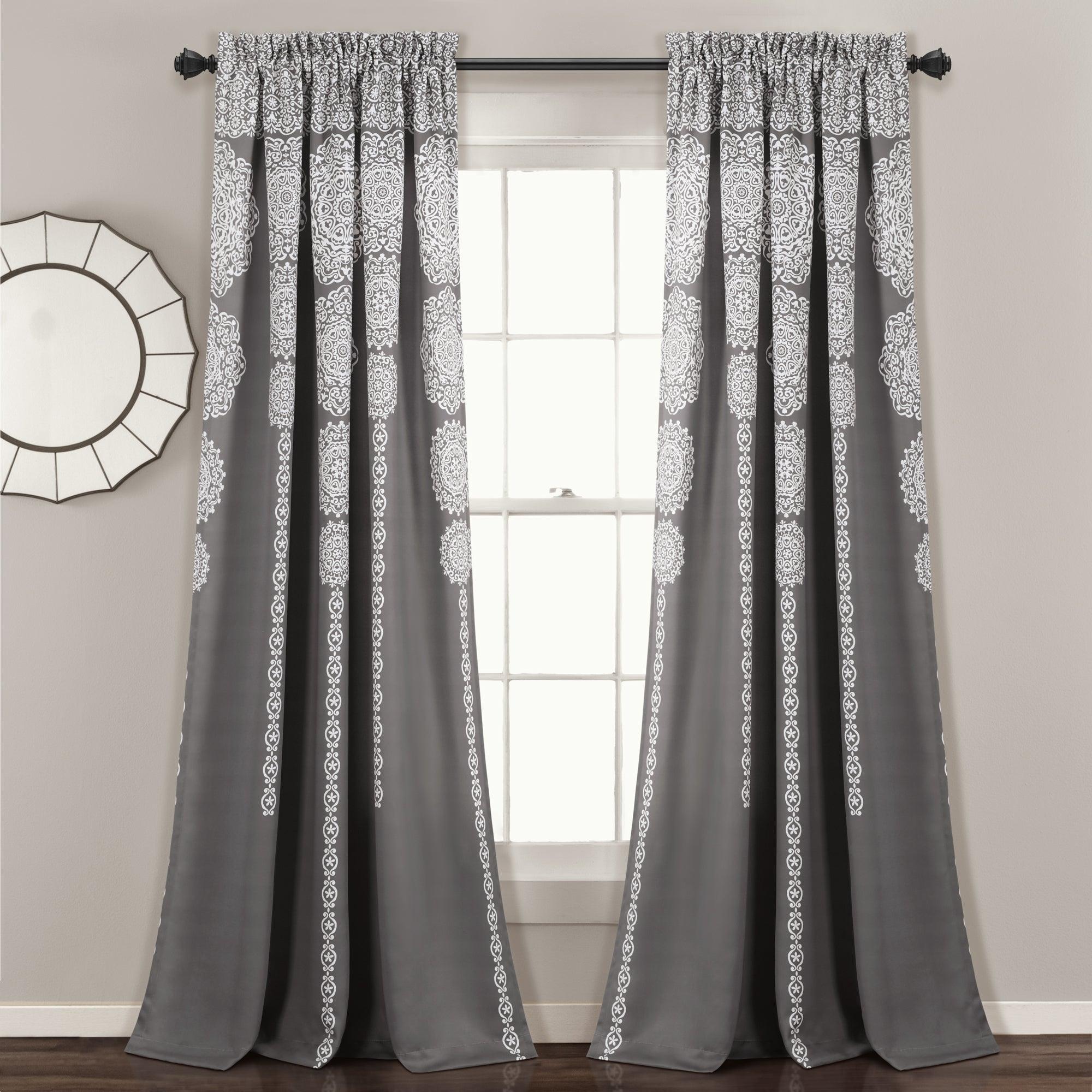 Stripe Medallion Light Filtering Window Curtain Set